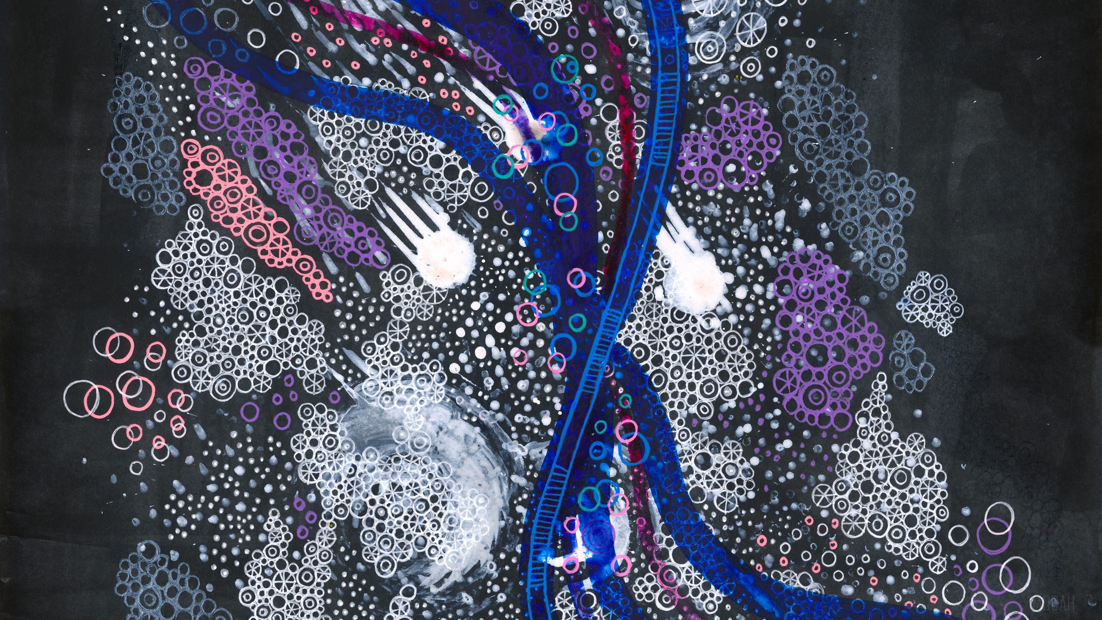 Abstract watercolor with circles and lines 4K HD Wallpaper