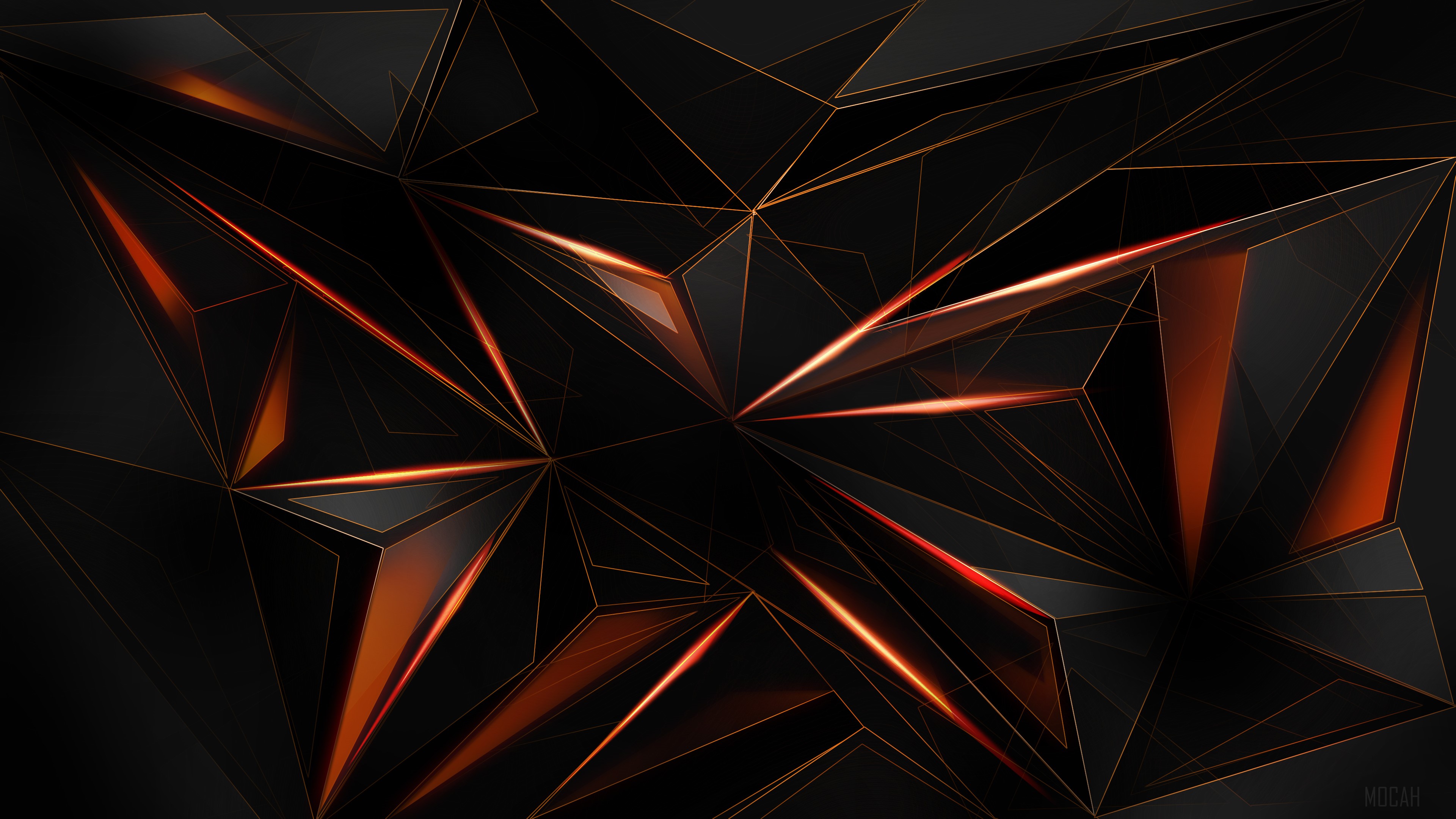 Abstract Geometric Shapes with Orange Glow 4K HD Wallpaper