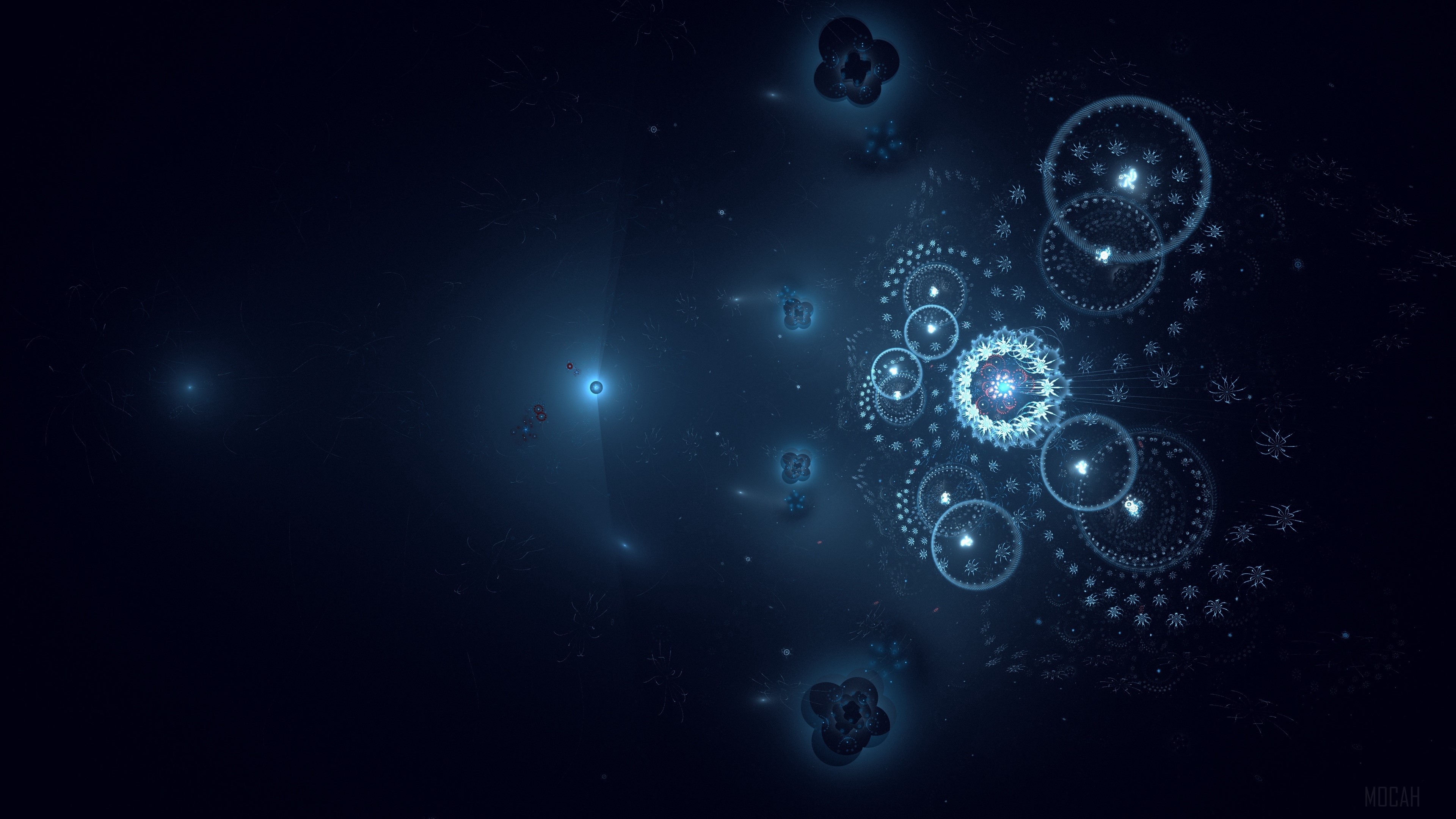 Dark Blue Fractal Circles and Patterns 4K HD Wallpaper