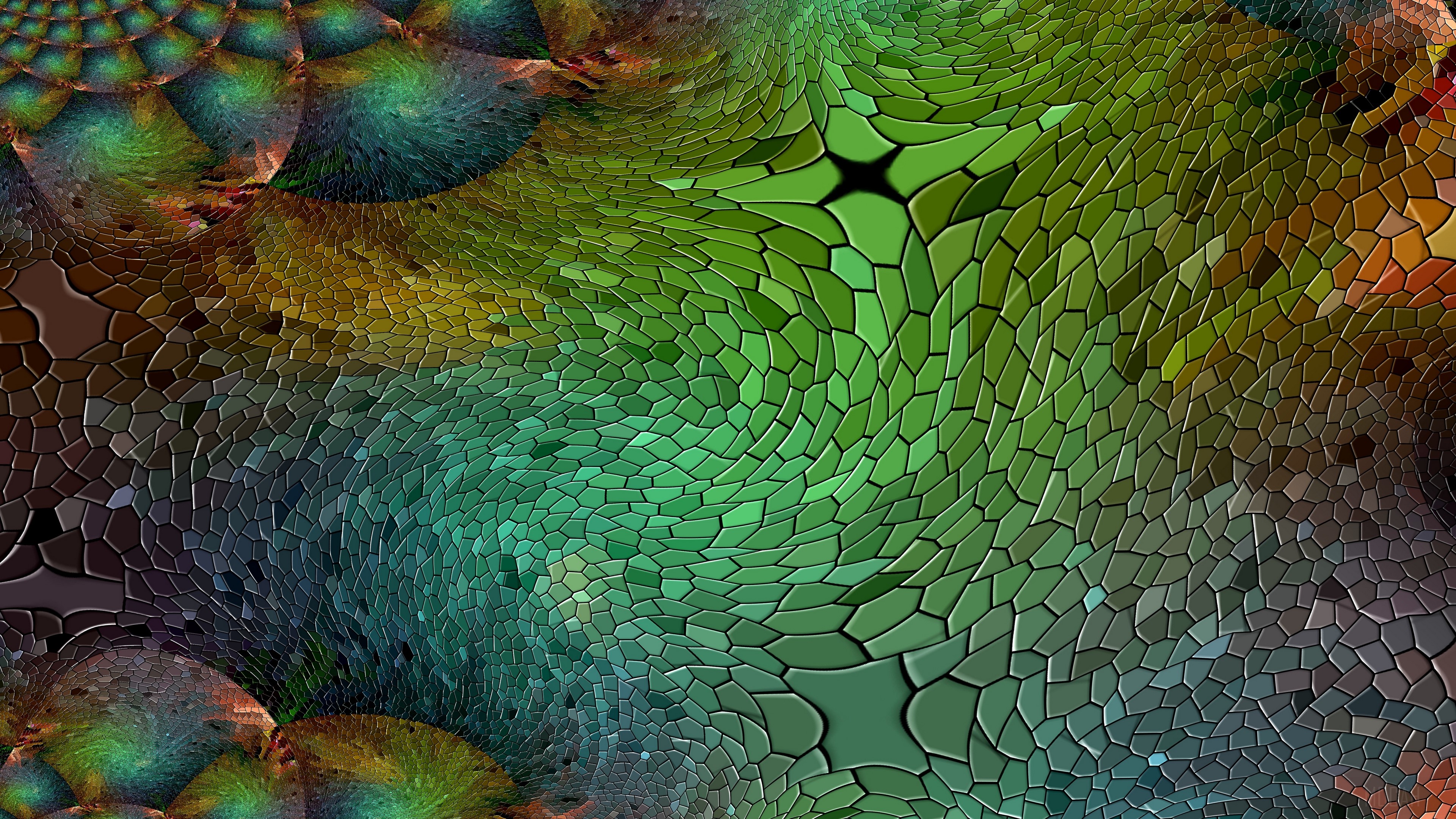 Abstract fractal pattern with mosaic texture HD Wallpaper