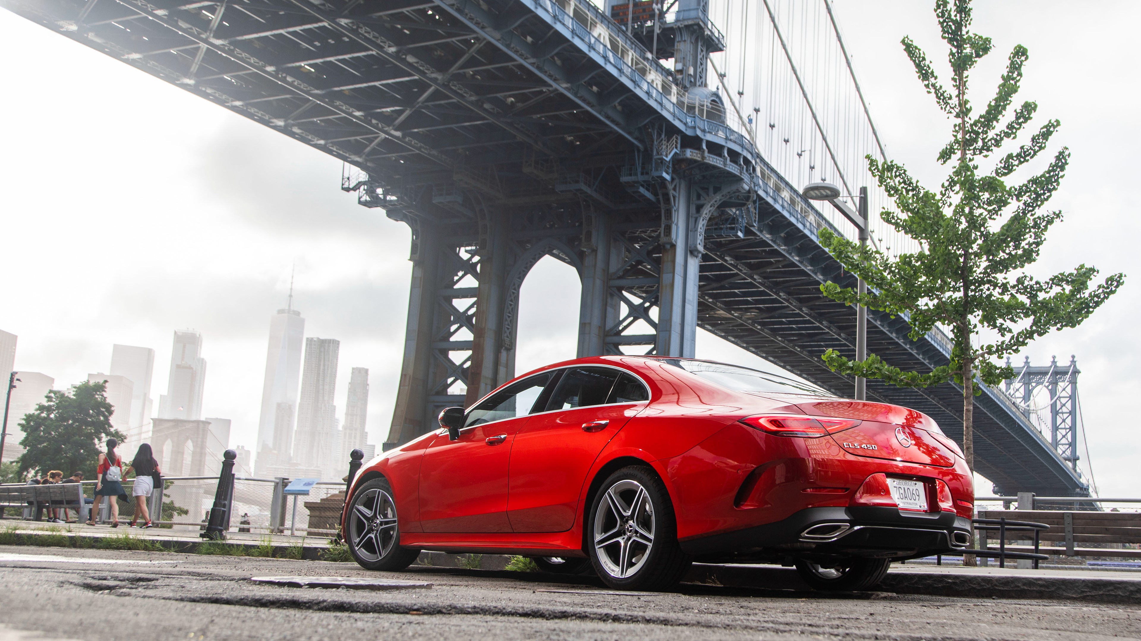 Red 2019 Mercedes Benz CLS 450 AMG Line 4K HD Wallpaper