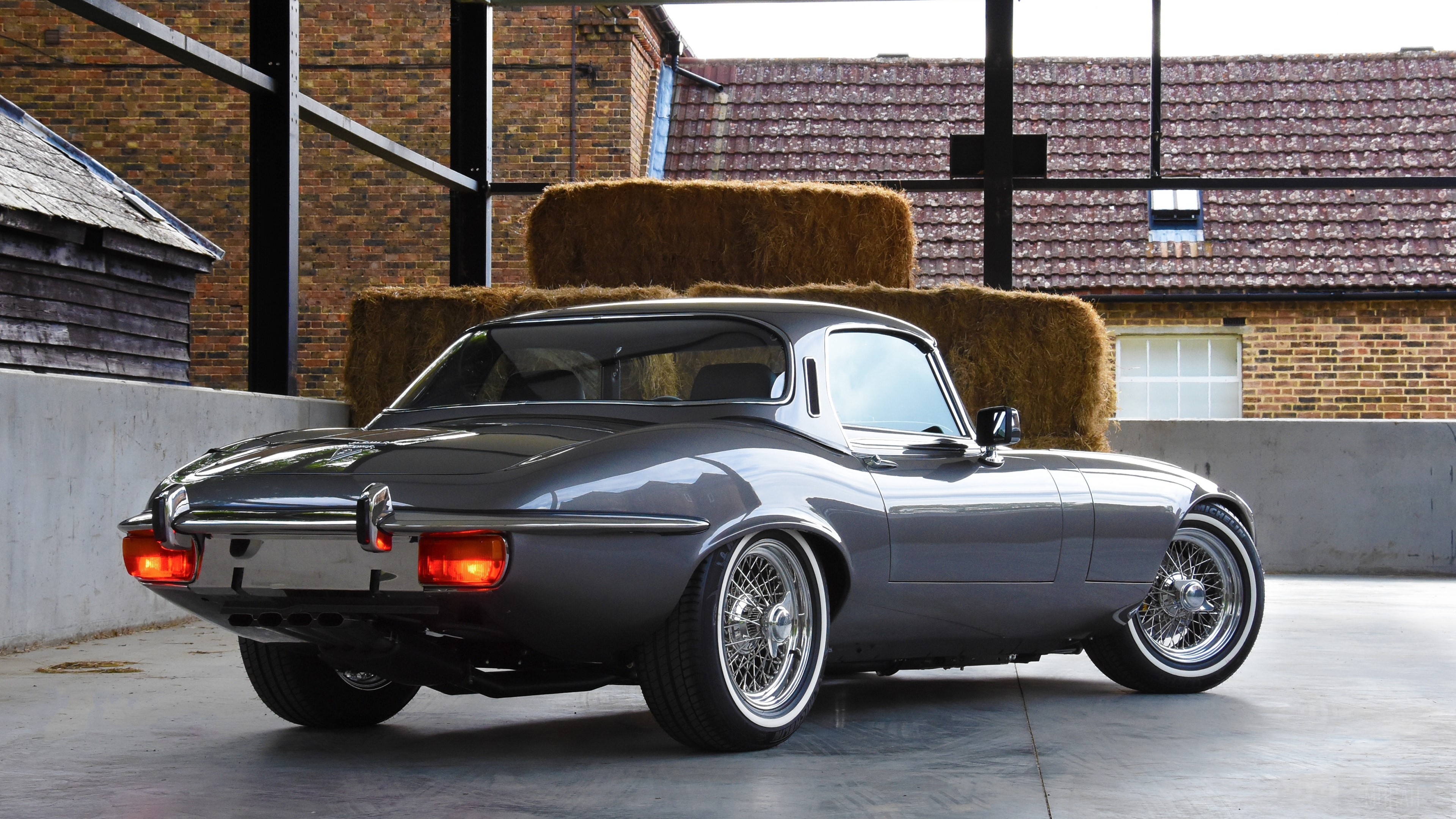 Jaguar E Type S3 V12 2018 Rear View 4K HD Wallpaper