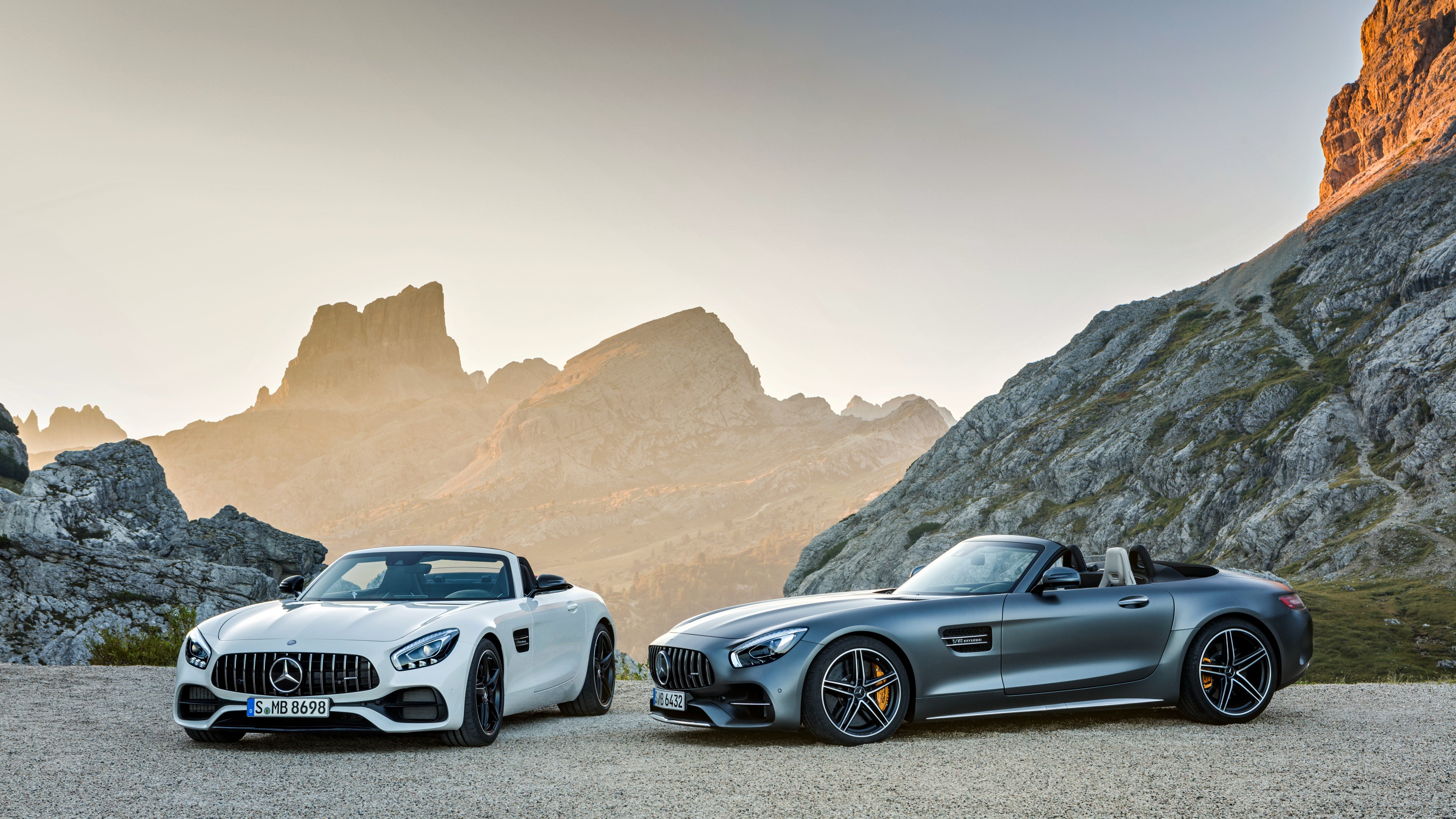 Two Mercedes-Benz AMG GT Convertibles in Mountains 4K HD Wallpaper