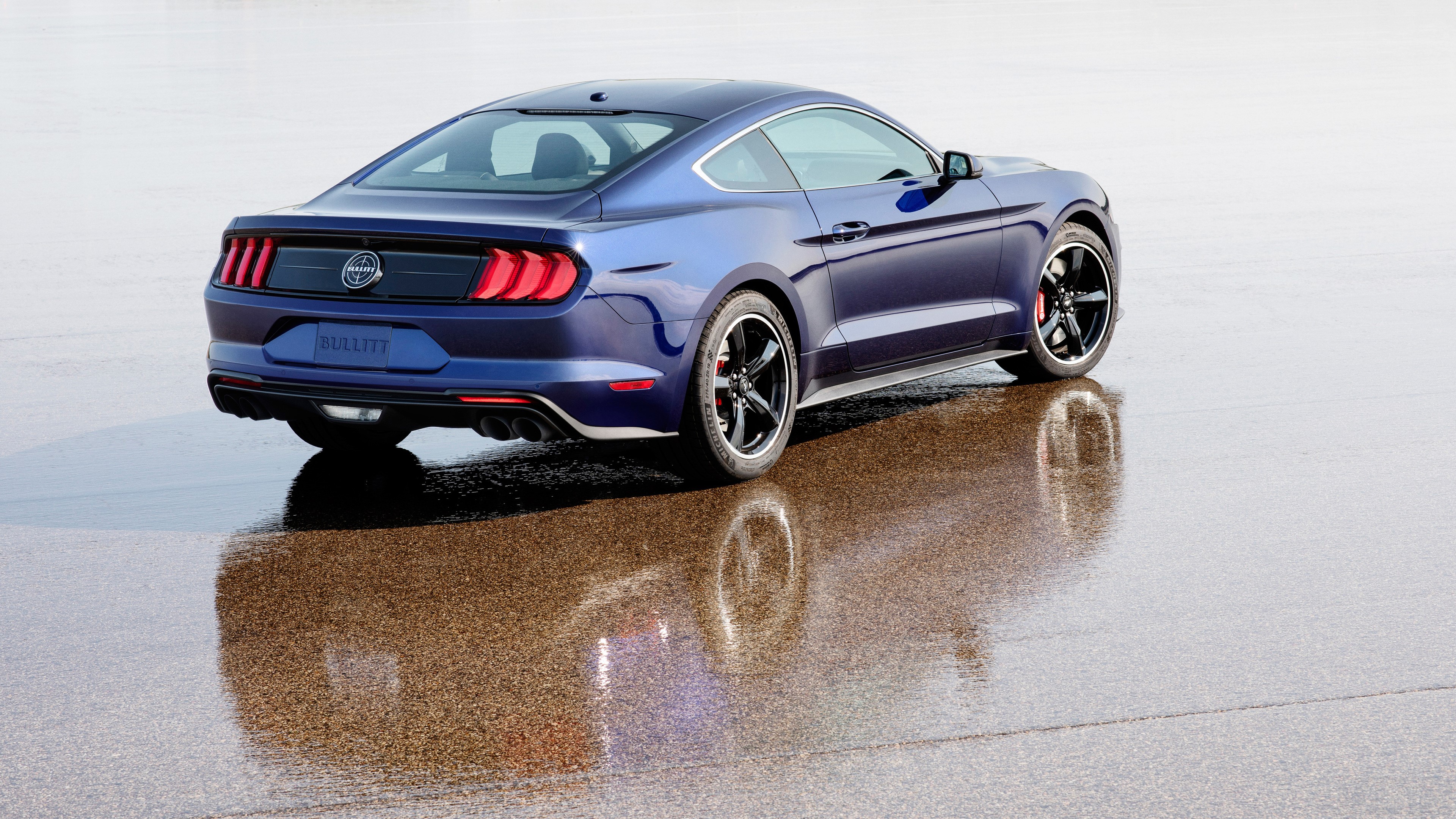 2019 Ford Mustang Bullitt Kona Blue Rear HD Wallpaper
