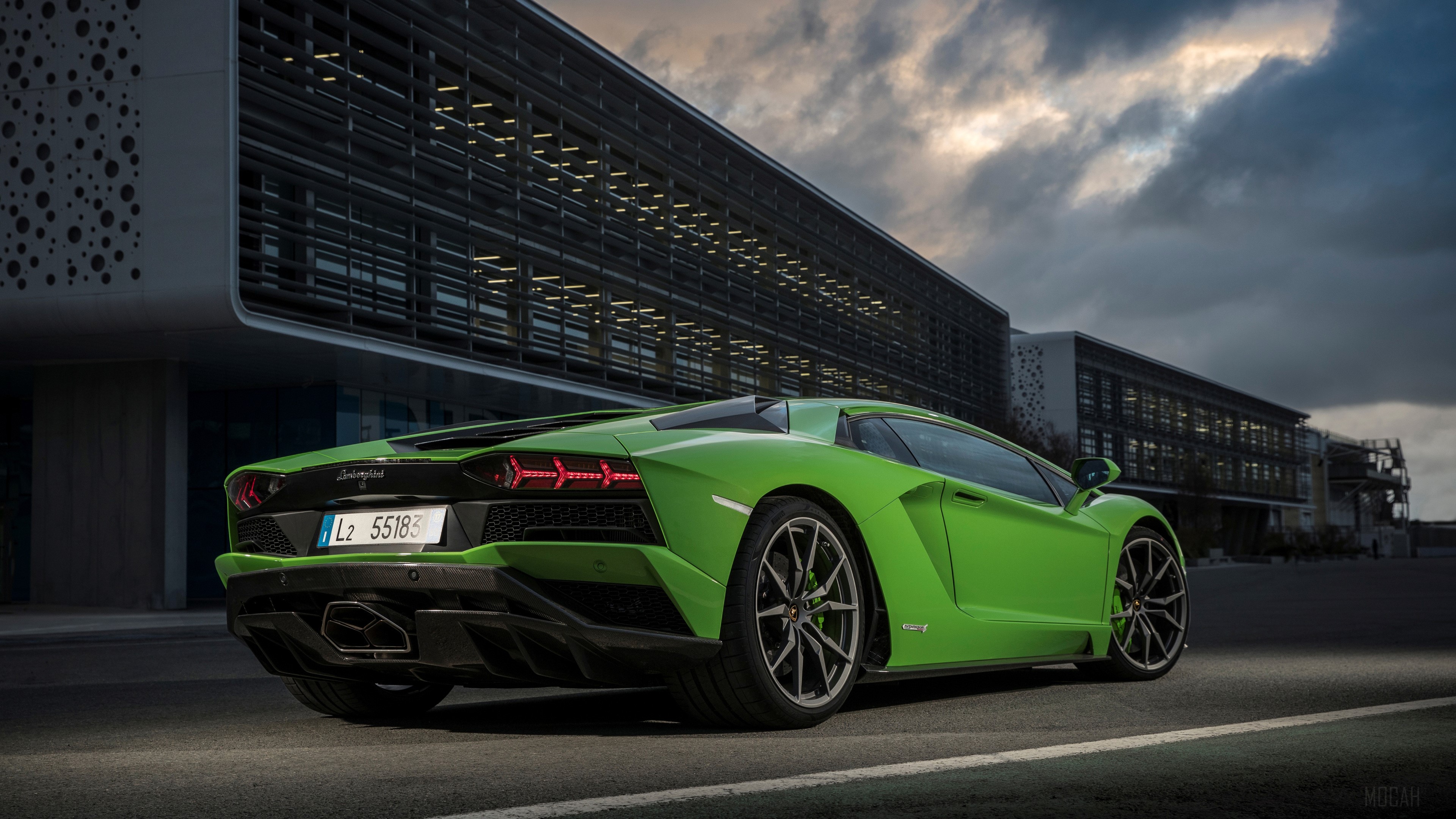 Green Lamborghini Aventador S 2018 4K HD Wallpaper