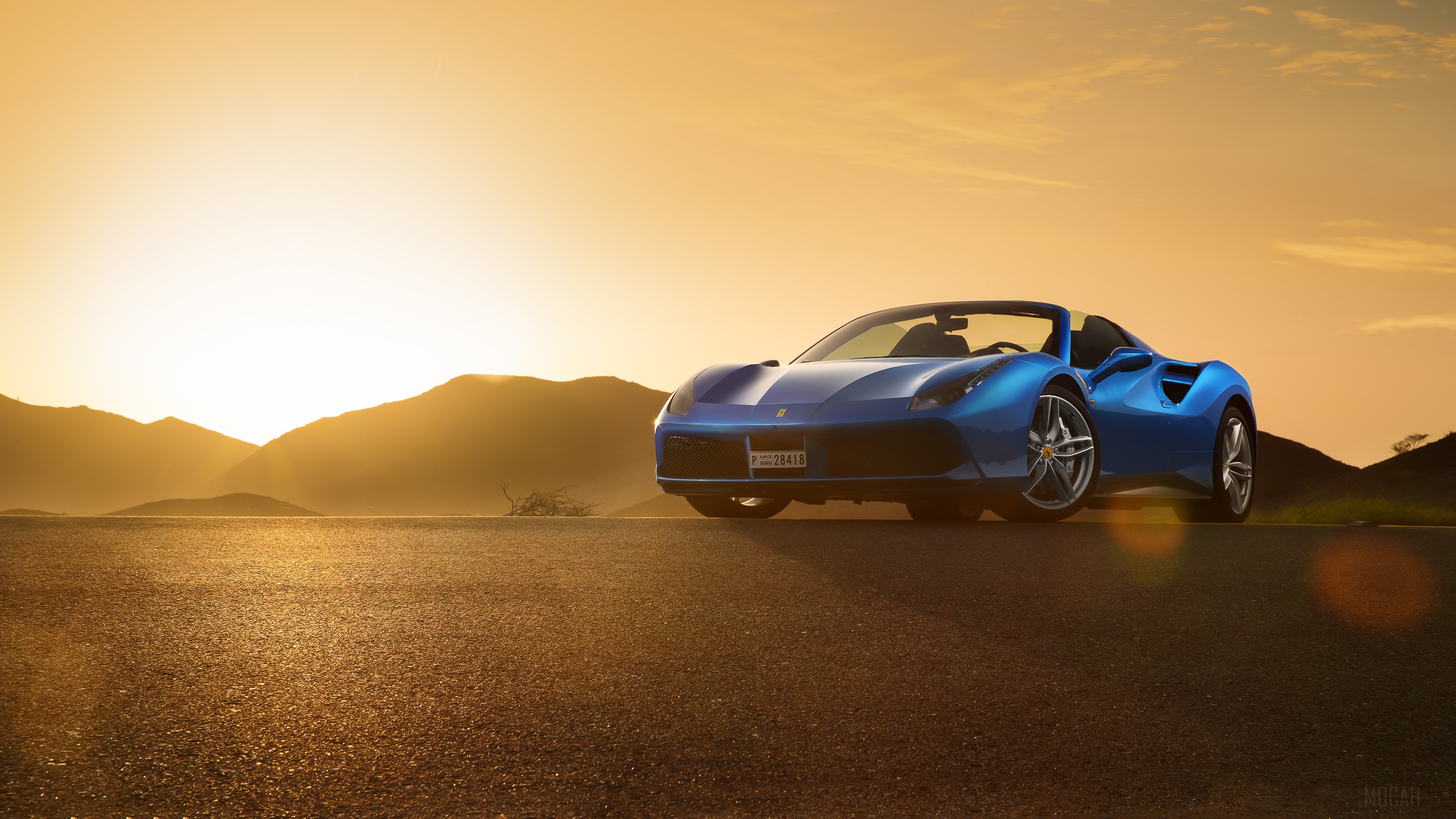 Blue Ferrari 488 Spyder 2018 4K HD Wallpaper