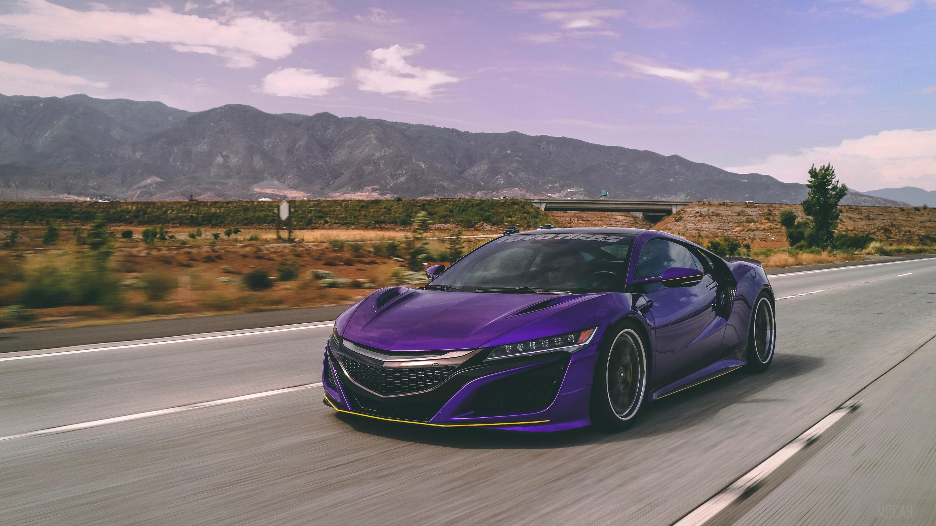 Purple Acura NSX Supercar on a Highway HD Wallpaper