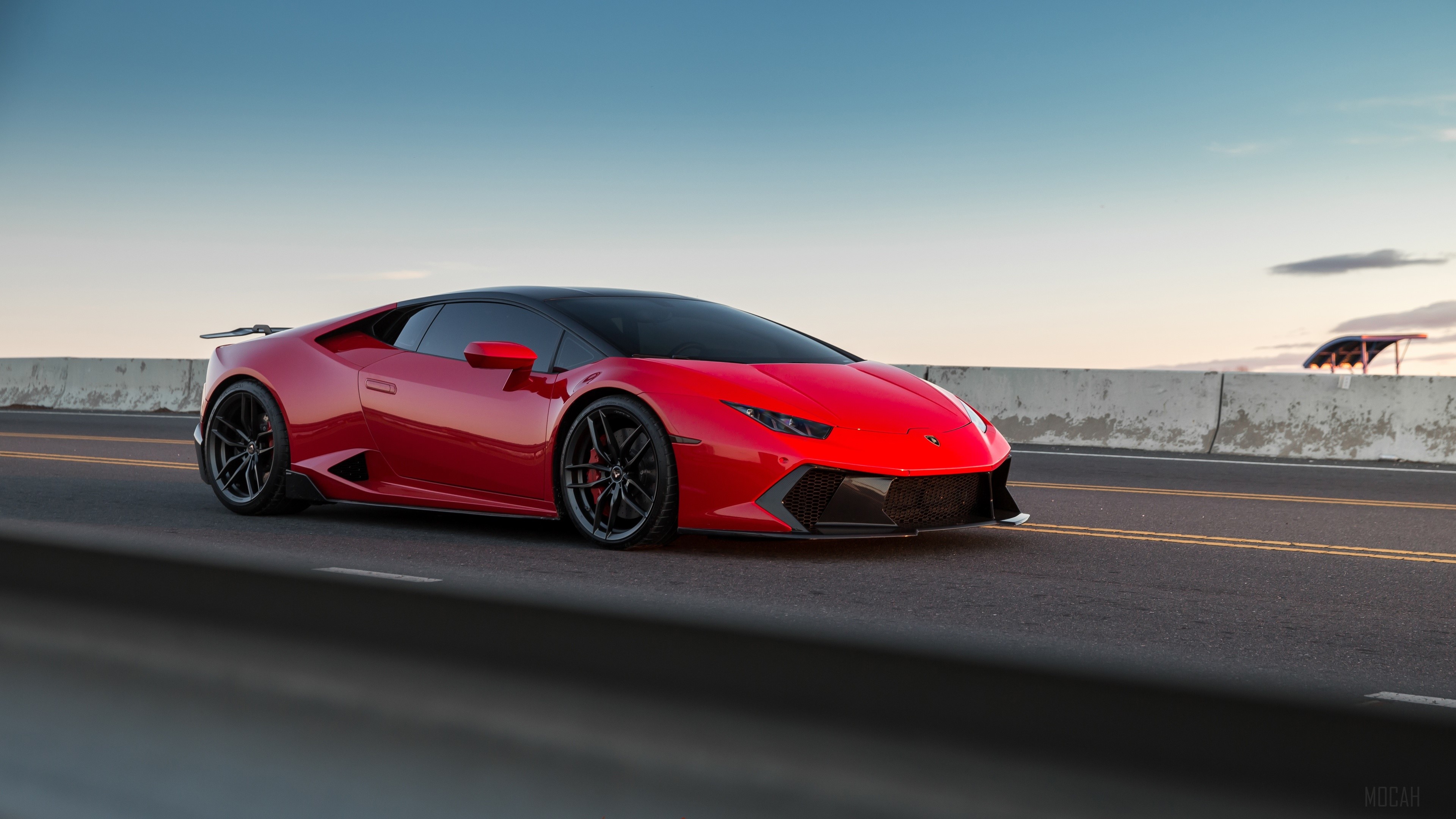 Red Lamborghini Huracan on a Road HD Wallpaper