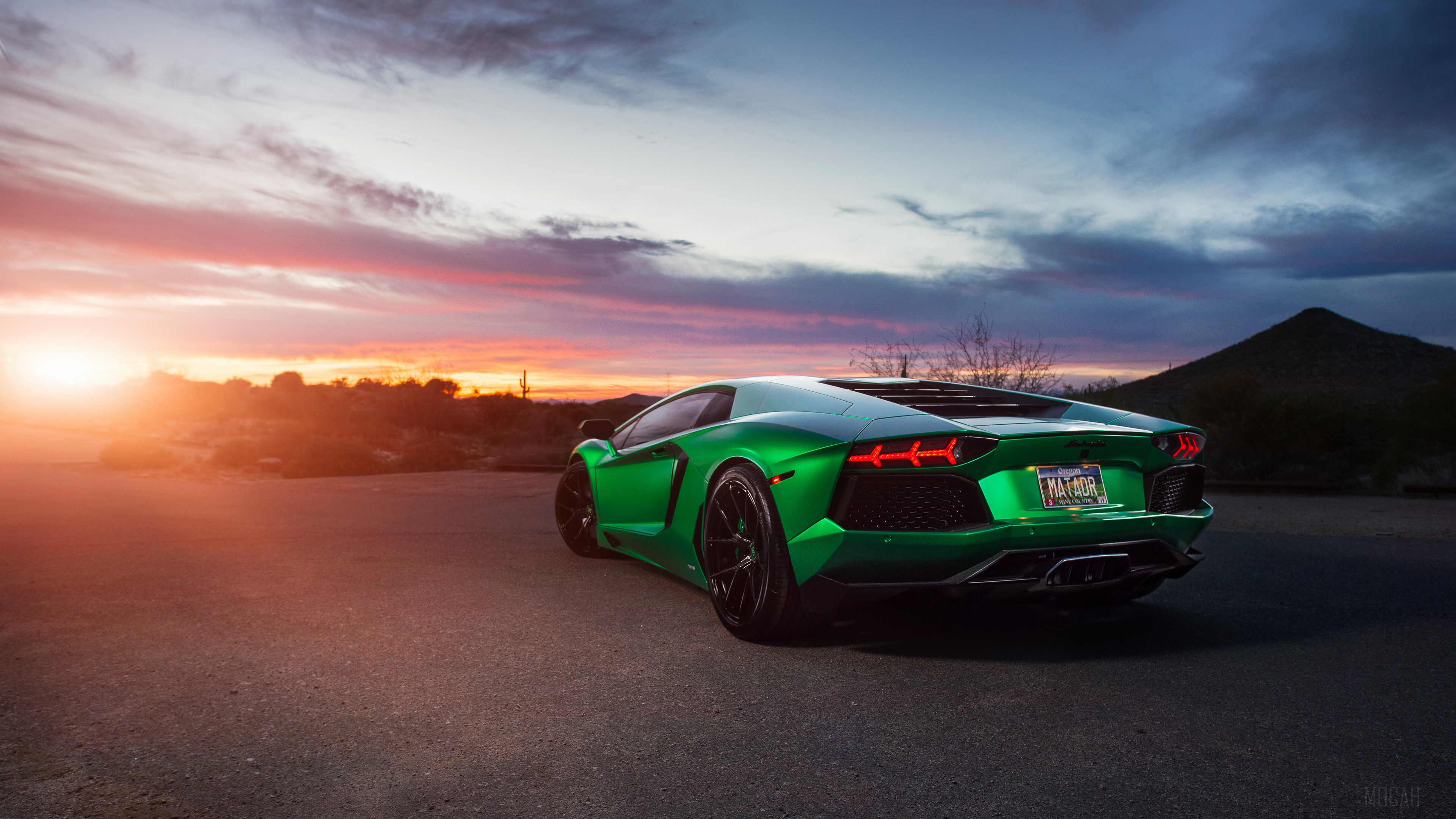 Green Lamborghini Aventador HD Wallpaper