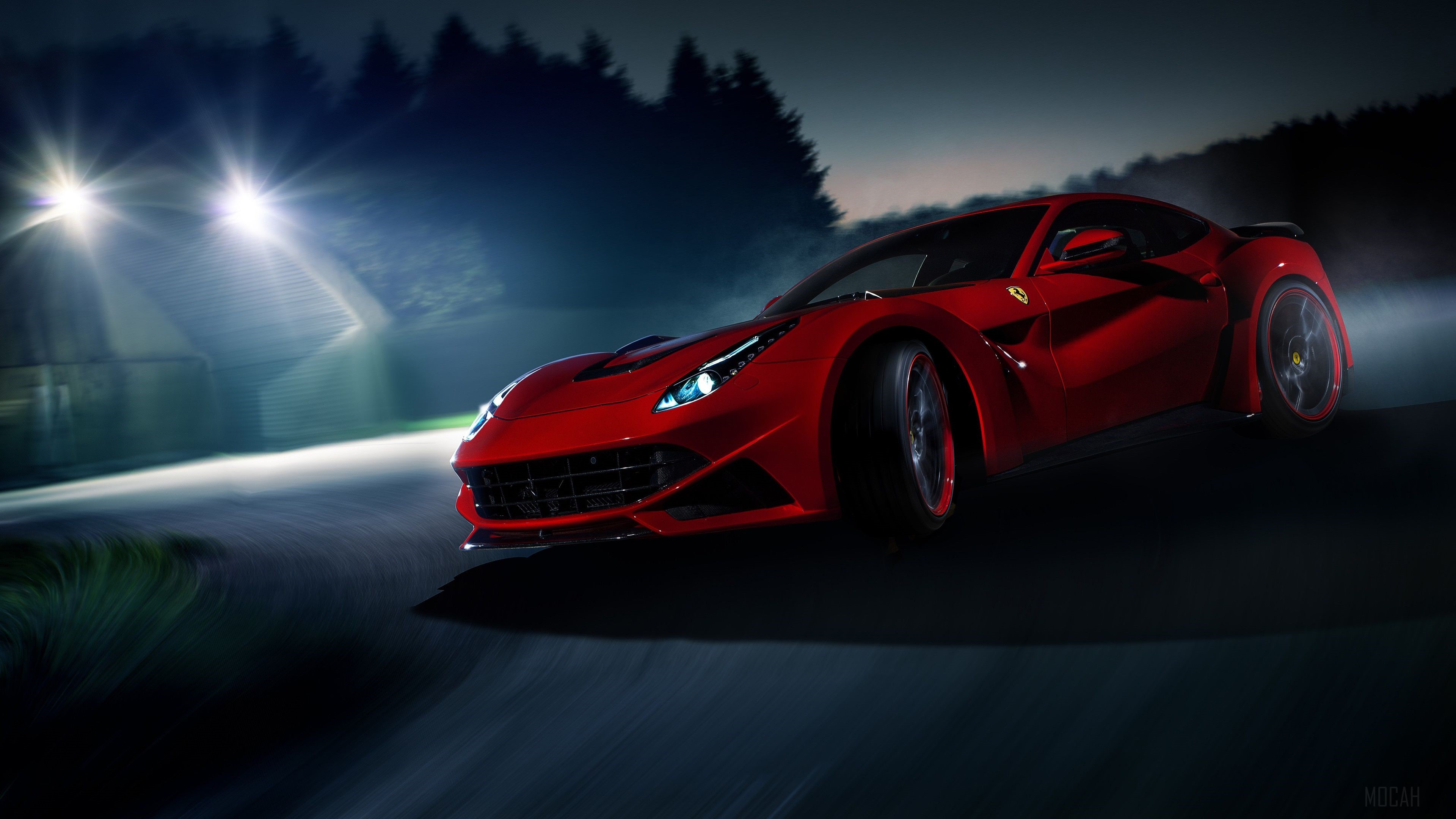 Red Ferrari F12 N Largo Novitec 4K HD Wallpaper