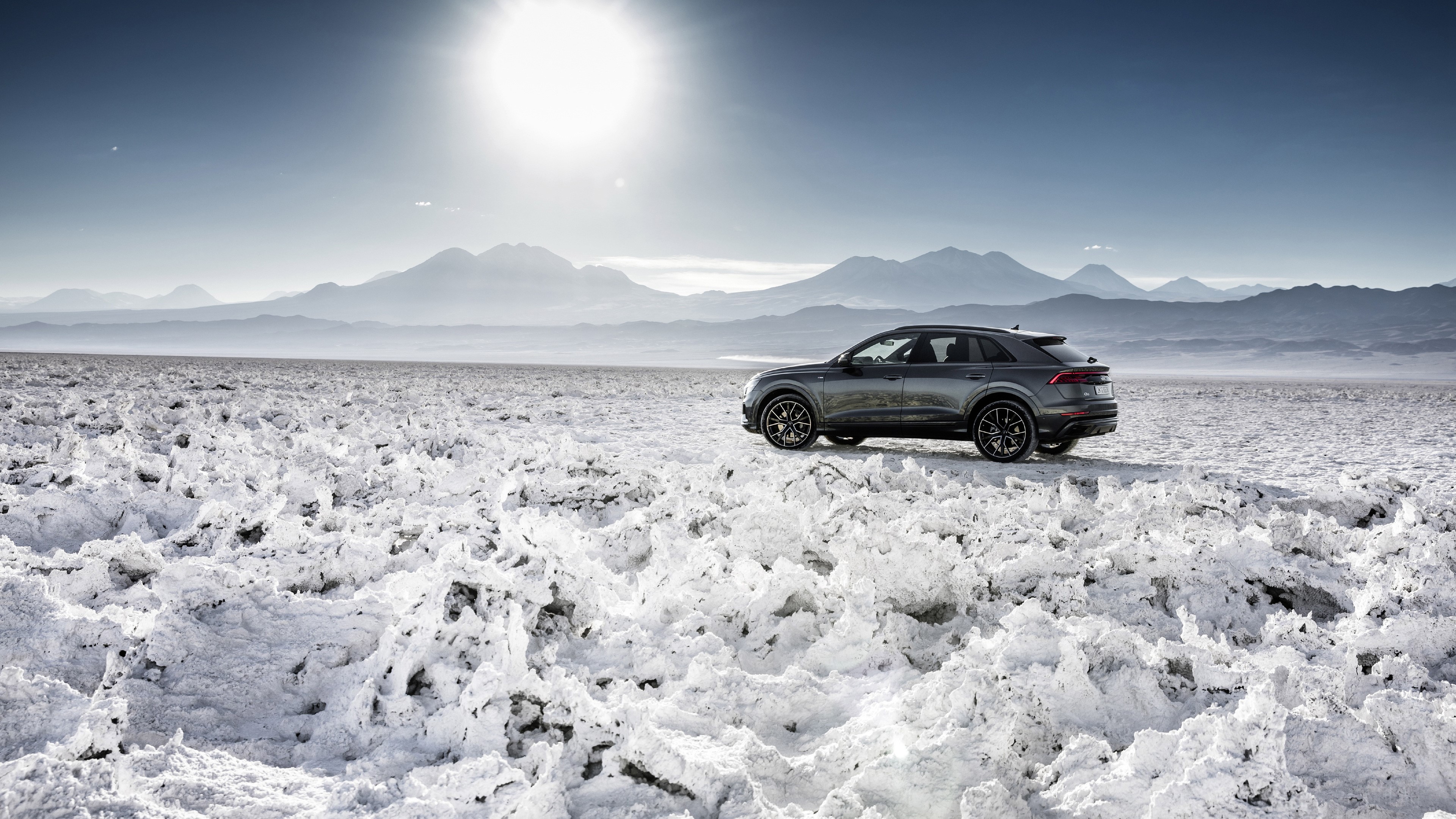 Audi Q8 55 TFSI Quattro S Line 2018 in a Salt Flat HD Wallpaper