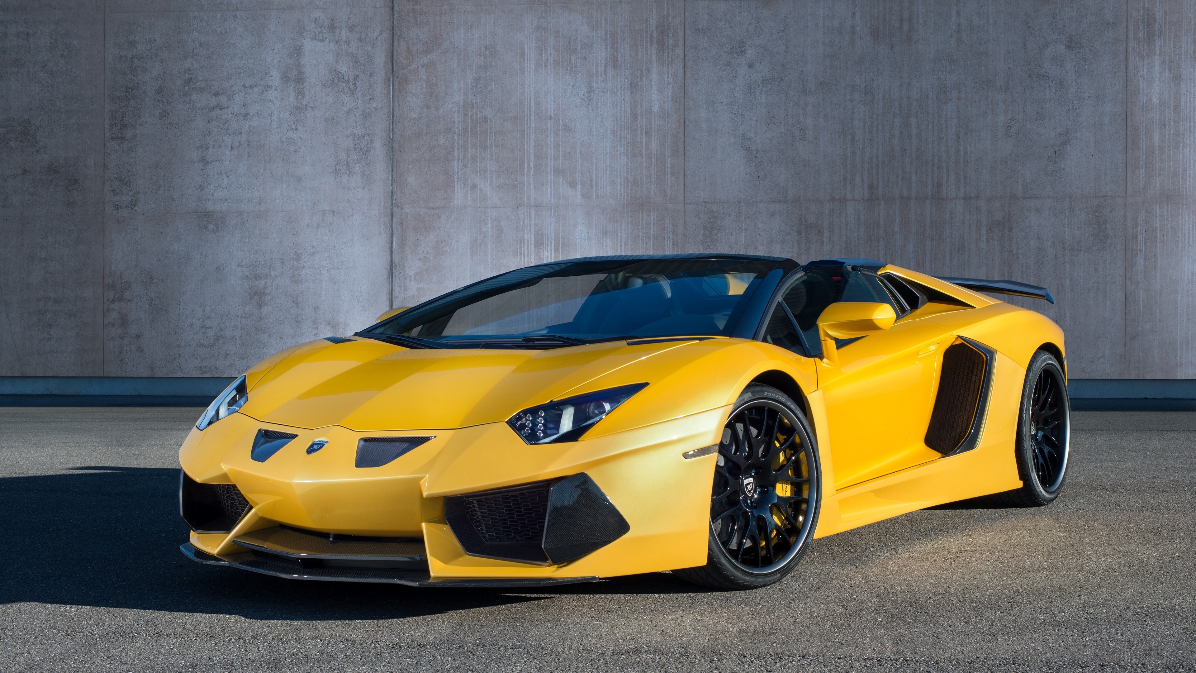 Yellow Lamborghini Aventador Roadster 4K HD Wallpaper