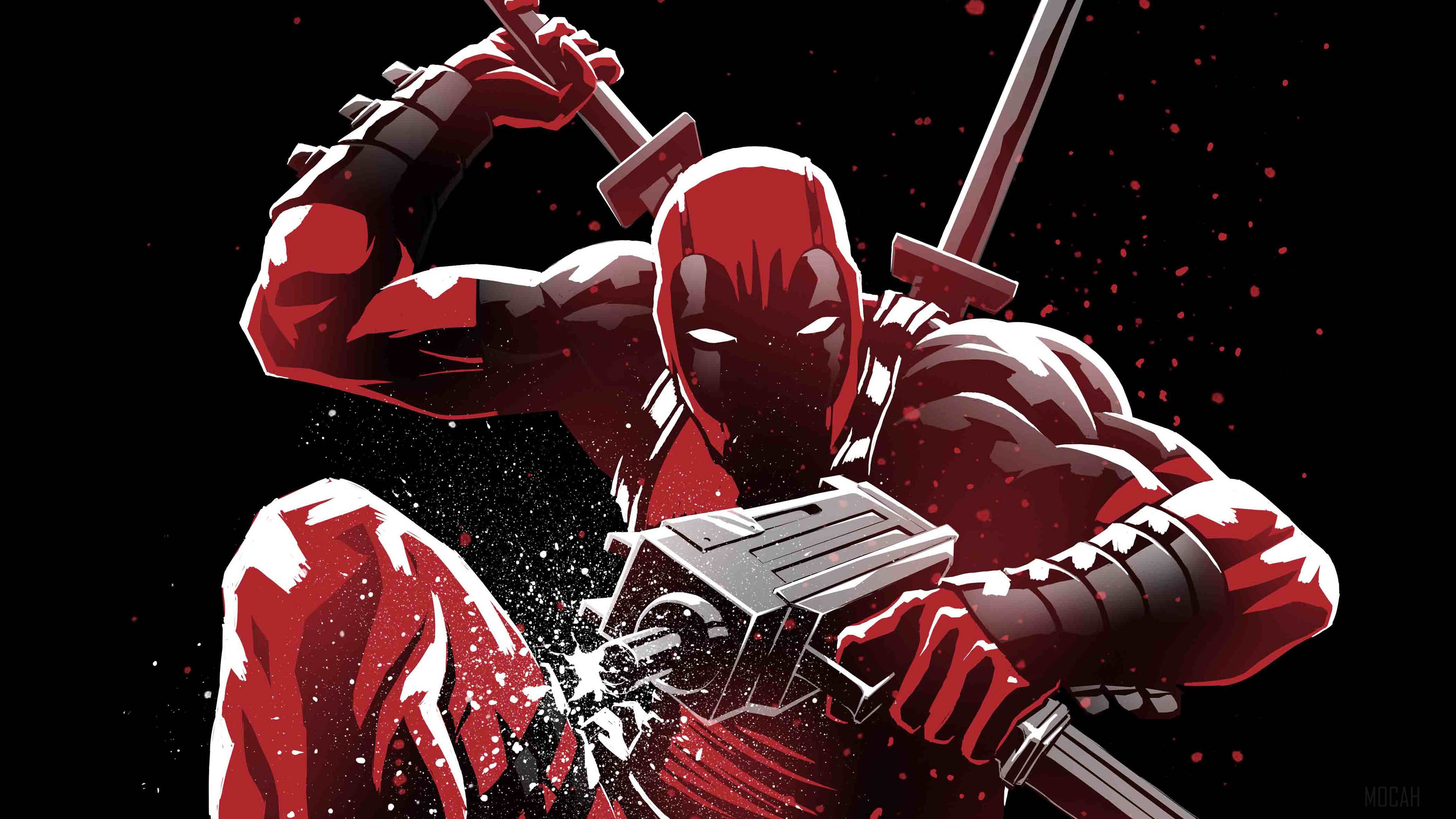 Deadpool with swords and gun HD Wallpaper