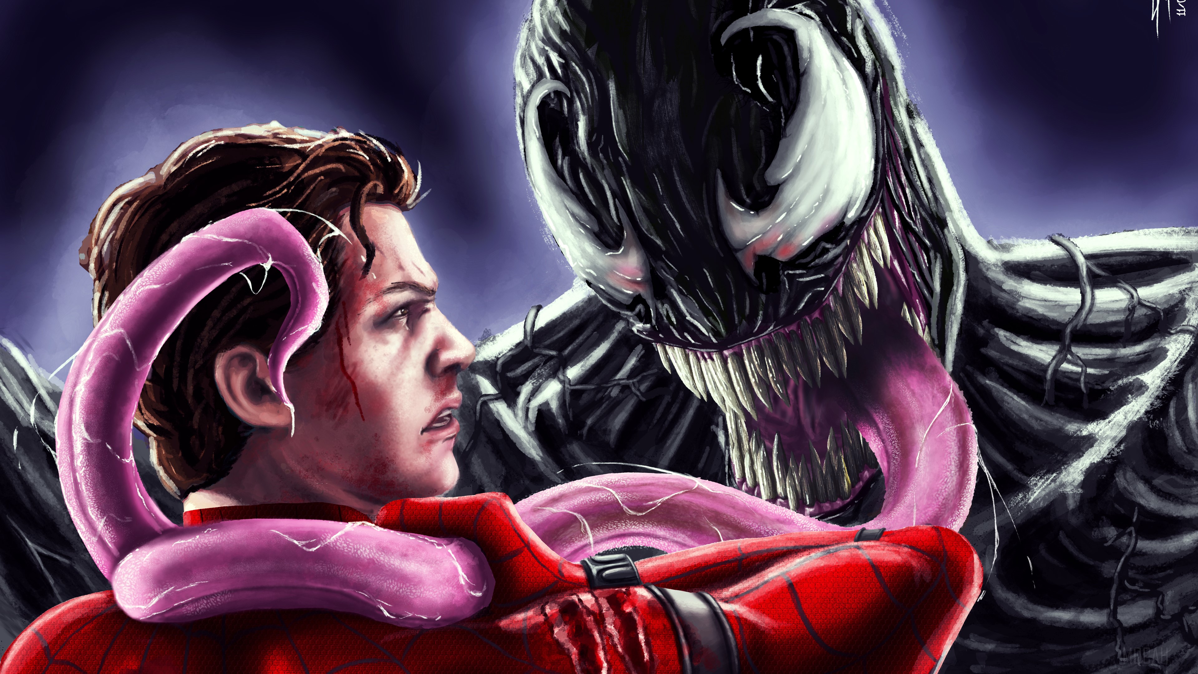 Venom vs. Spider-Man Homecoming Artwork 4K HD Wallpaper