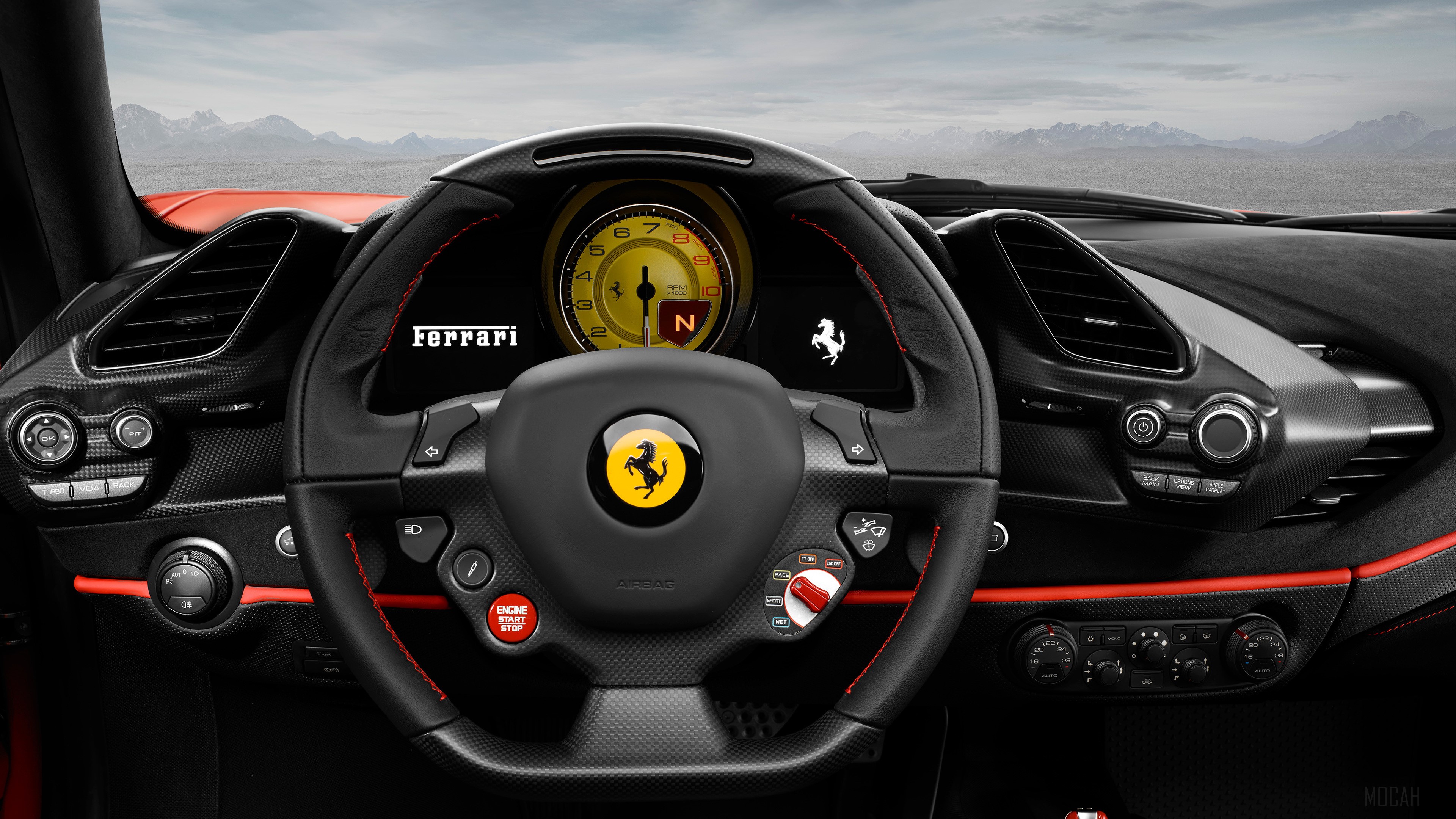 Ferrari 488 Pista Interior Dashboard 4K HD Wallpaper