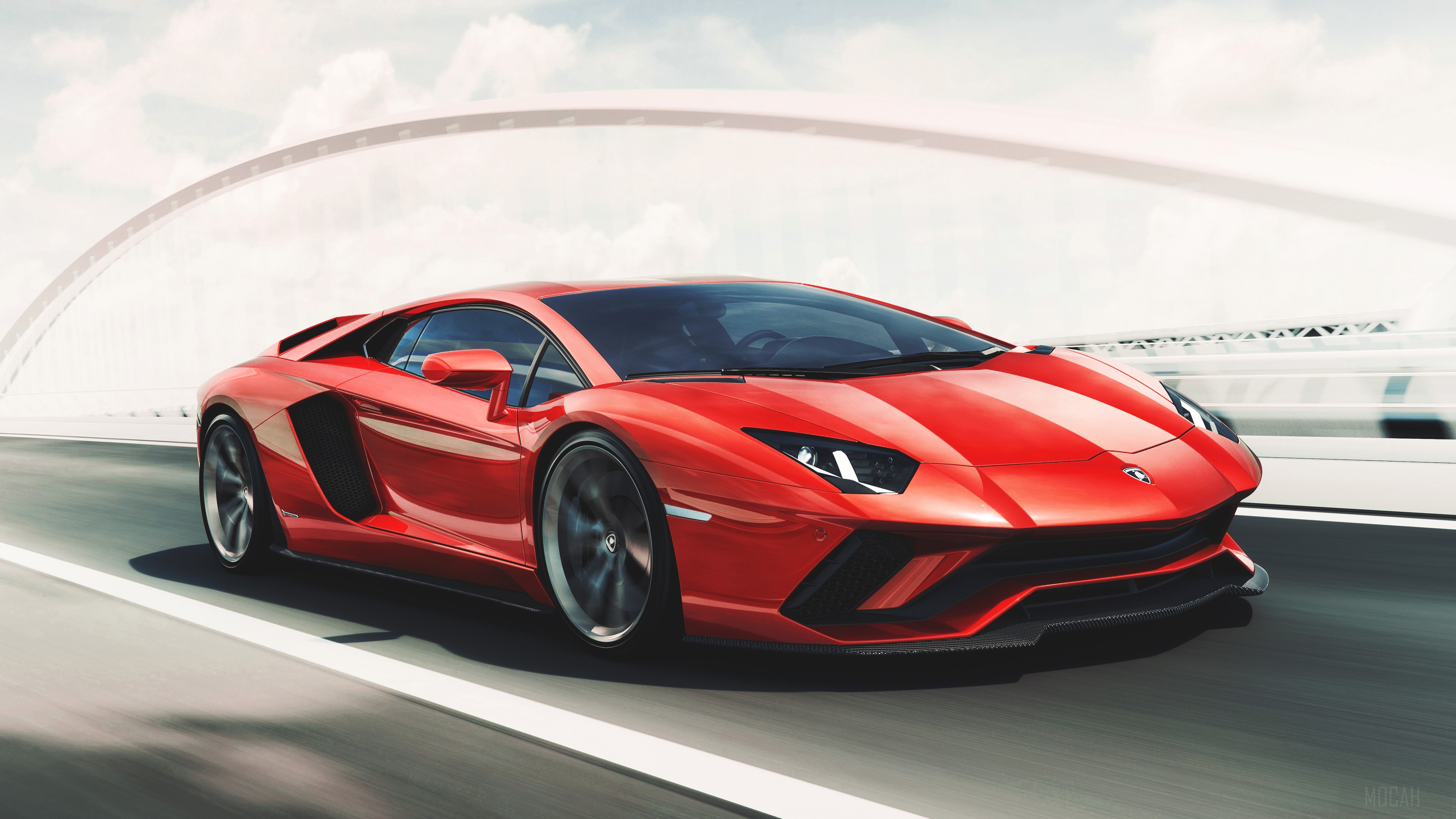 Red Lamborghini Aventador HD Wallpaper