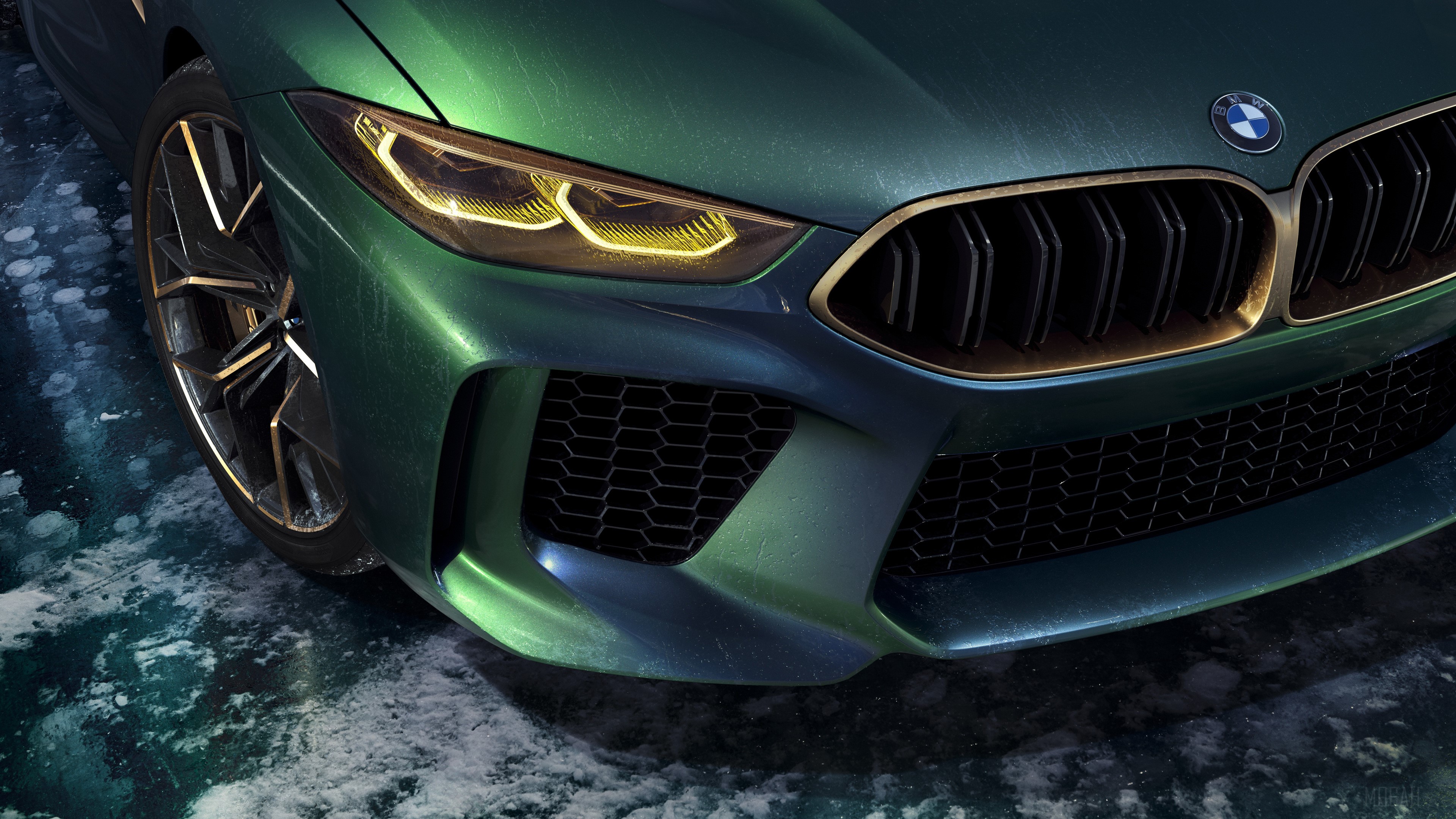 Green BMW M8 Gran Coupe Concept Car 4K HD Wallpaper