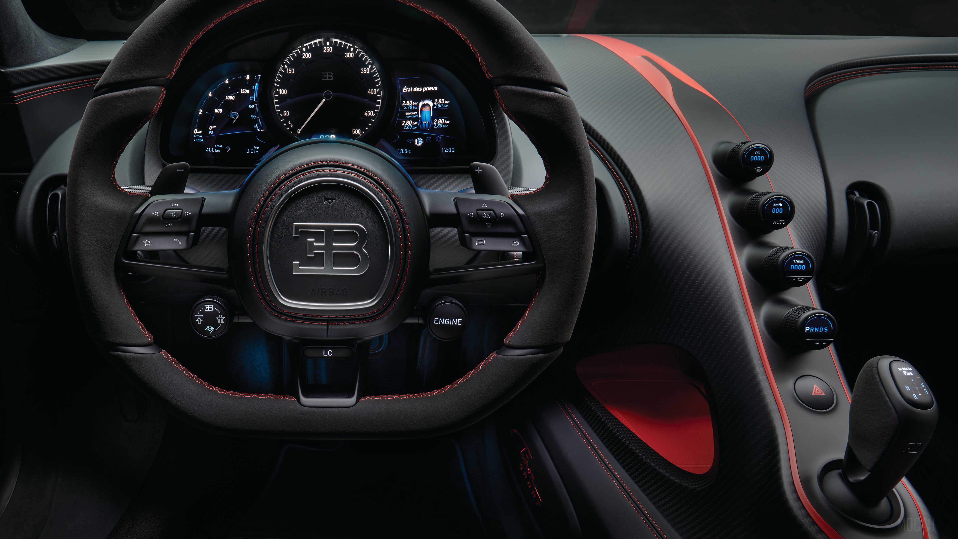 Bugatti Chiron Interior Dashboard and Steering Wheel 4K HD Wallpaper