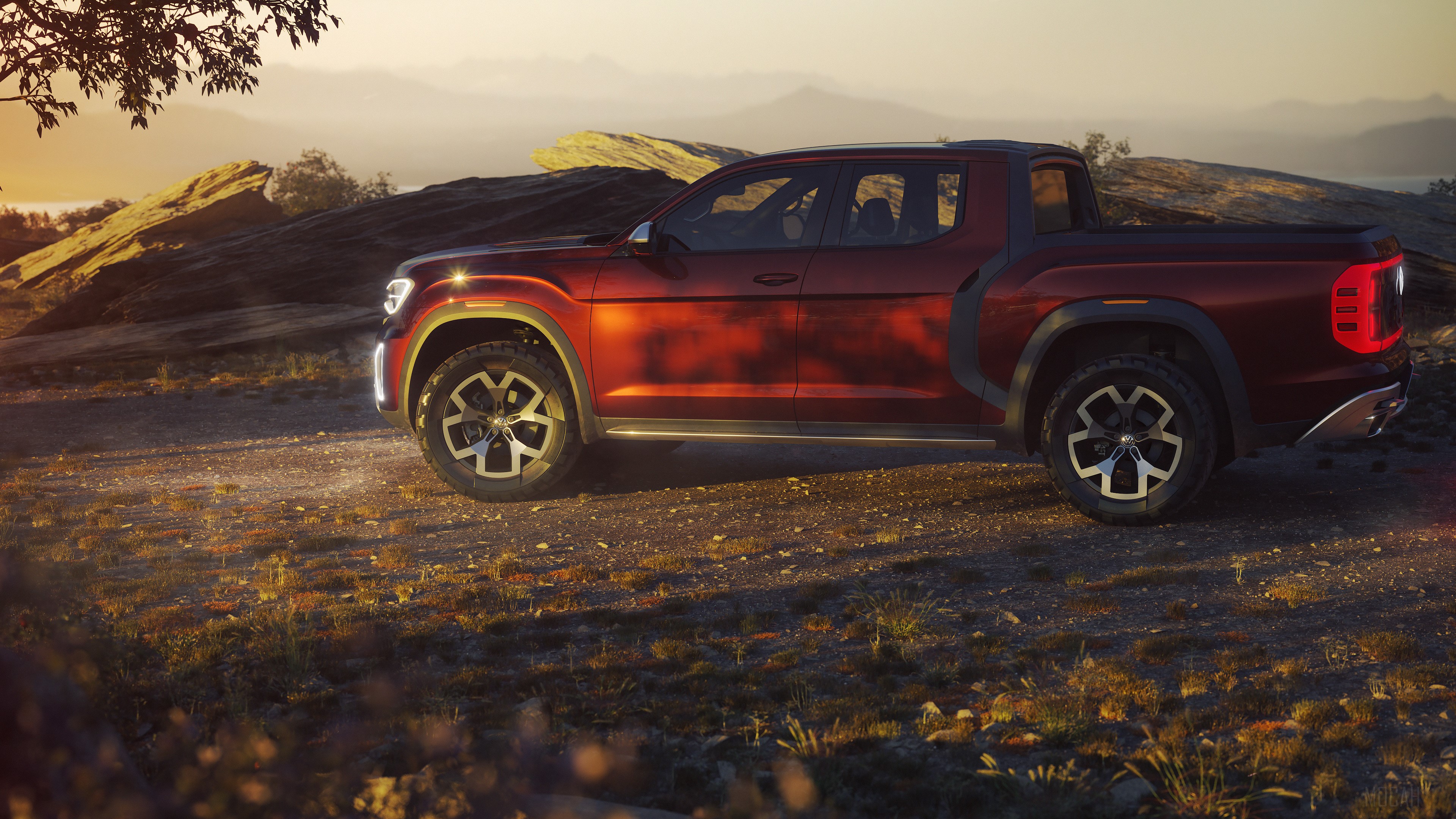 Volkswagen Atlas Tanoak Pickup Truck Concept 2018 Side HD Wallpaper