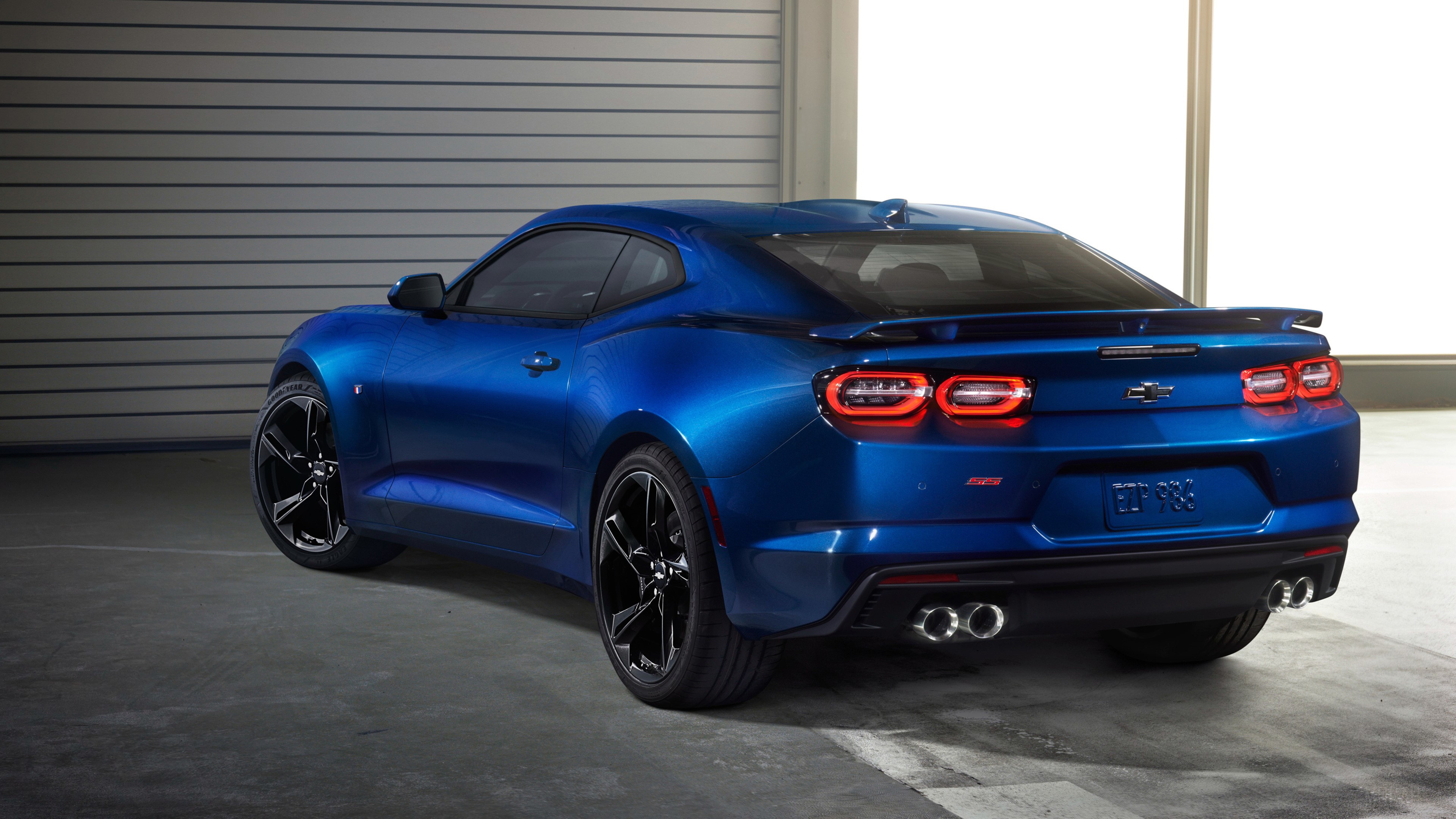 Blue Chevrolet Camaro SS 2018 Rear 4K HD Wallpaper