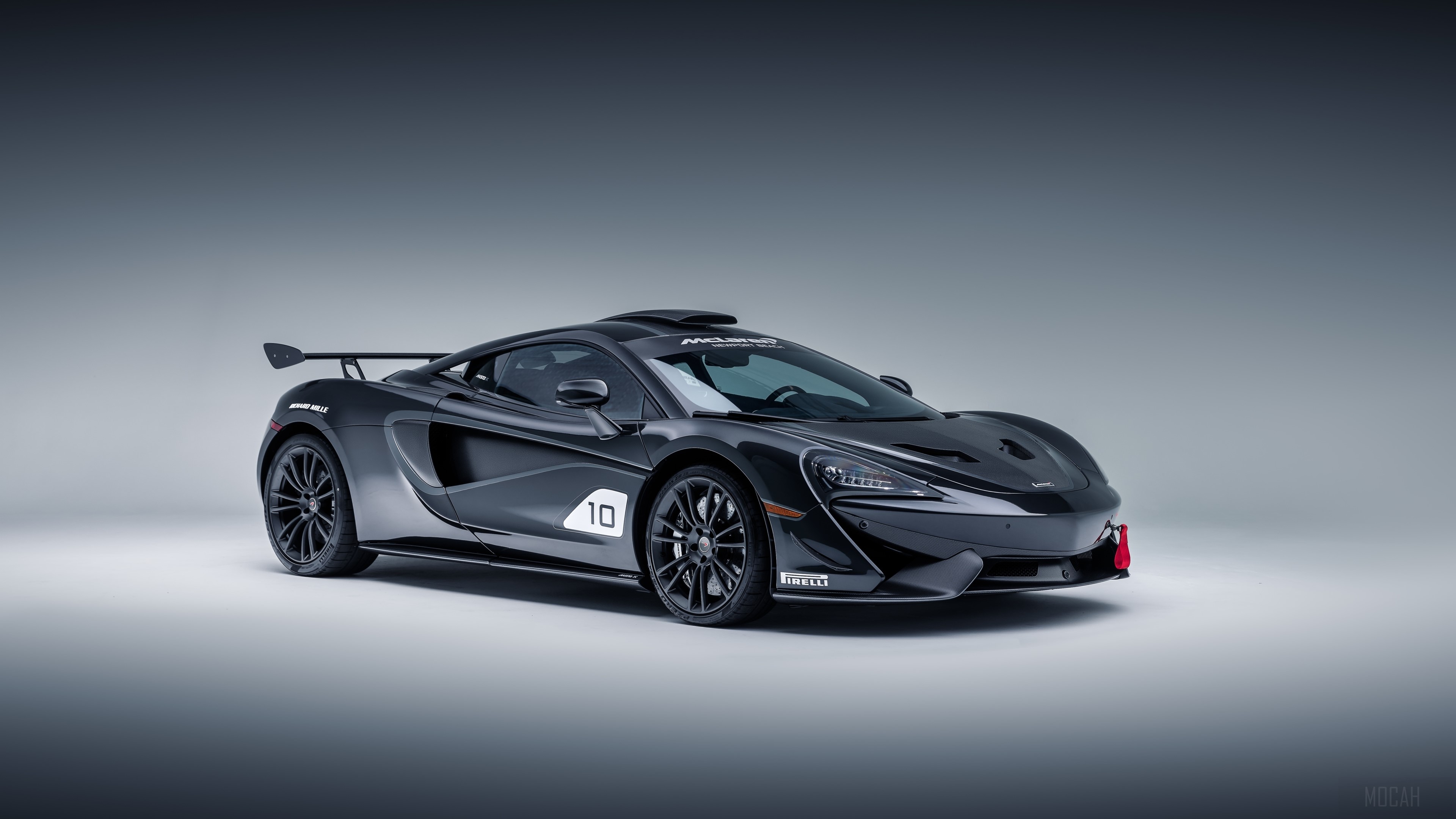 Black McLaren 570S Coupe with number 10 HD Wallpaper