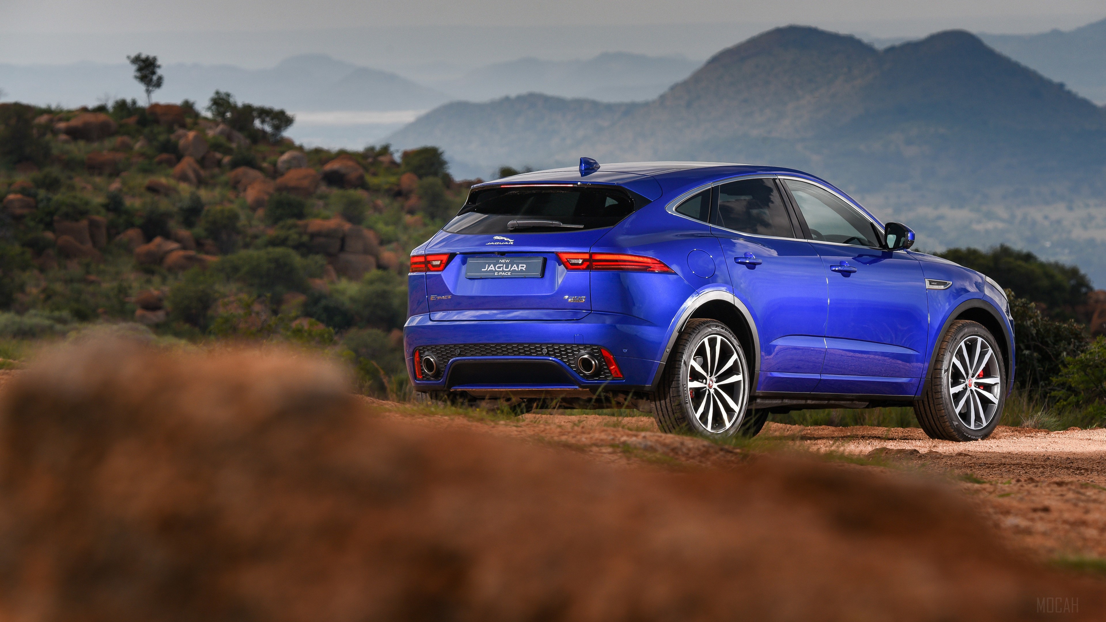 Blue Jaguar E Pace P300 AWD R Dynamic 2018 Rear 4K HD Wallpaper