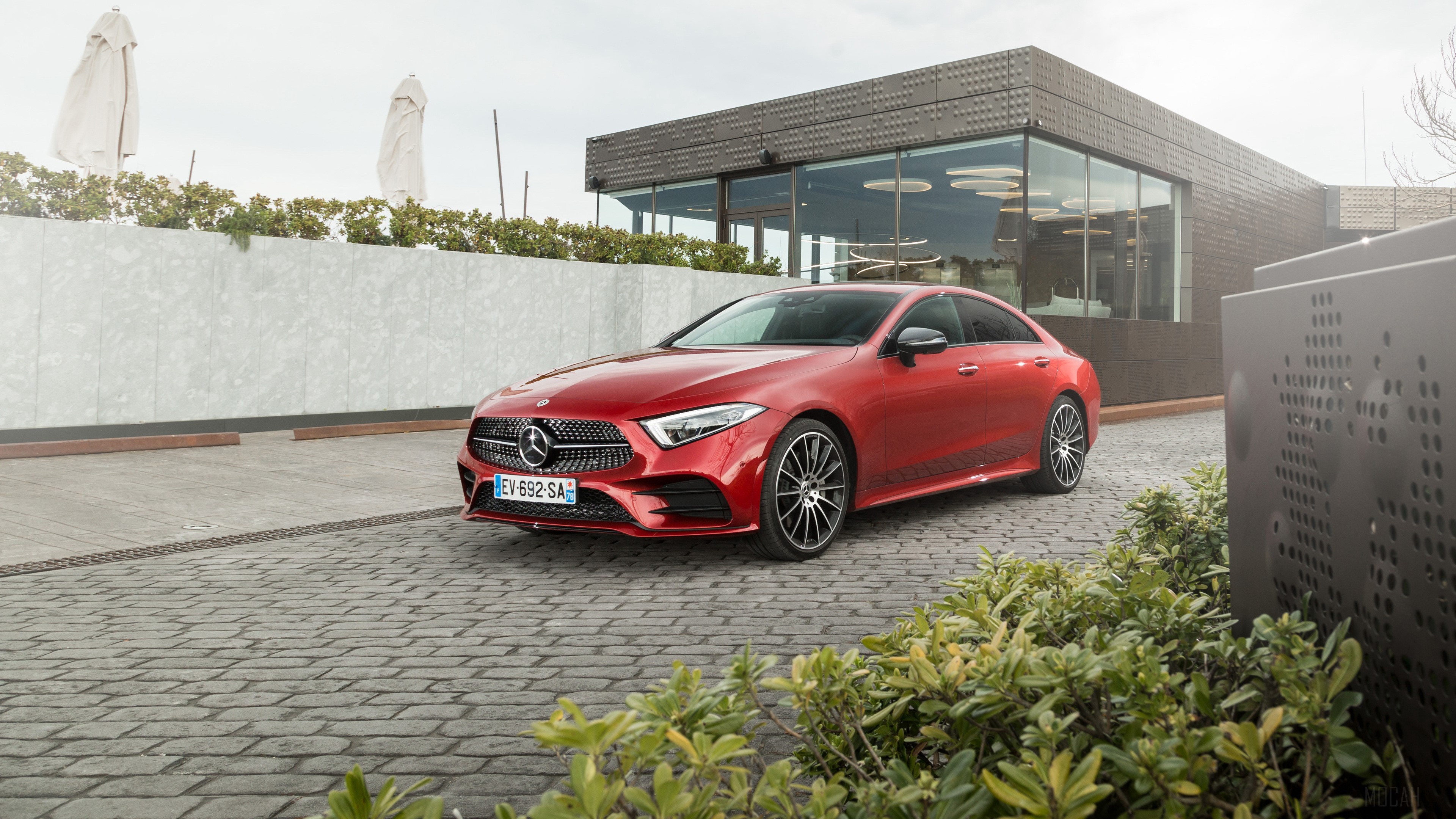 Red 2018 Mercedes Benz CLS 400 D 4MATIC AMG HD Wallpaper