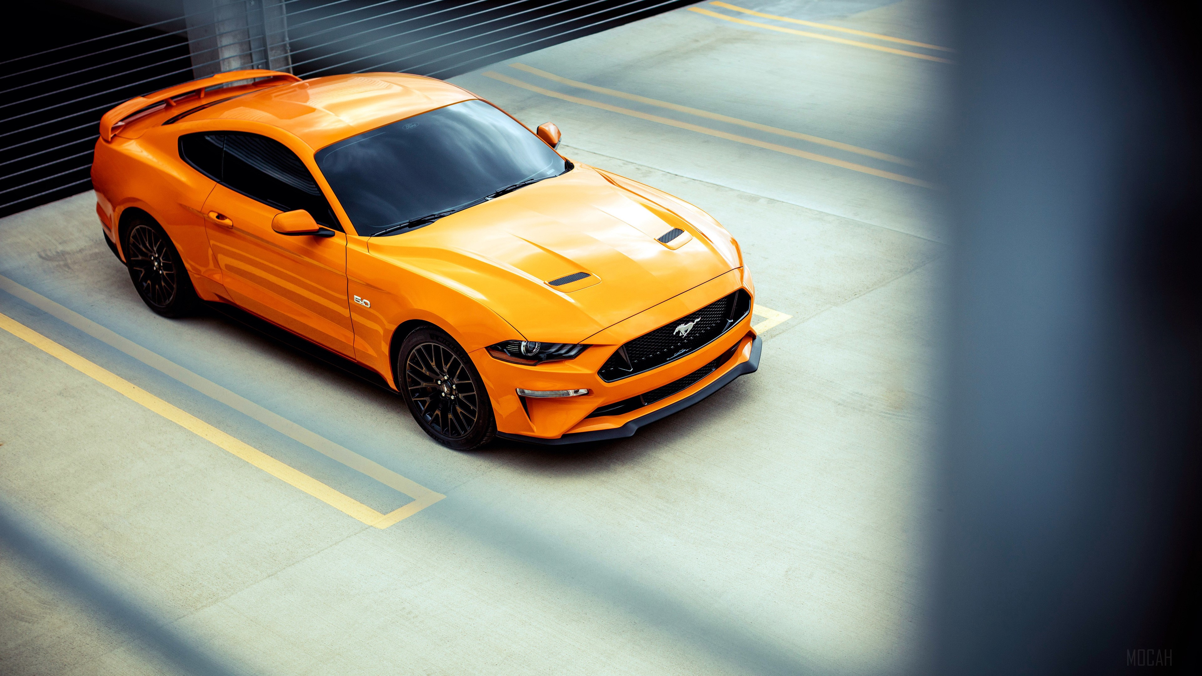 Orange 2018 Ford Mustang GT Fastback 4K HD Wallpaper
