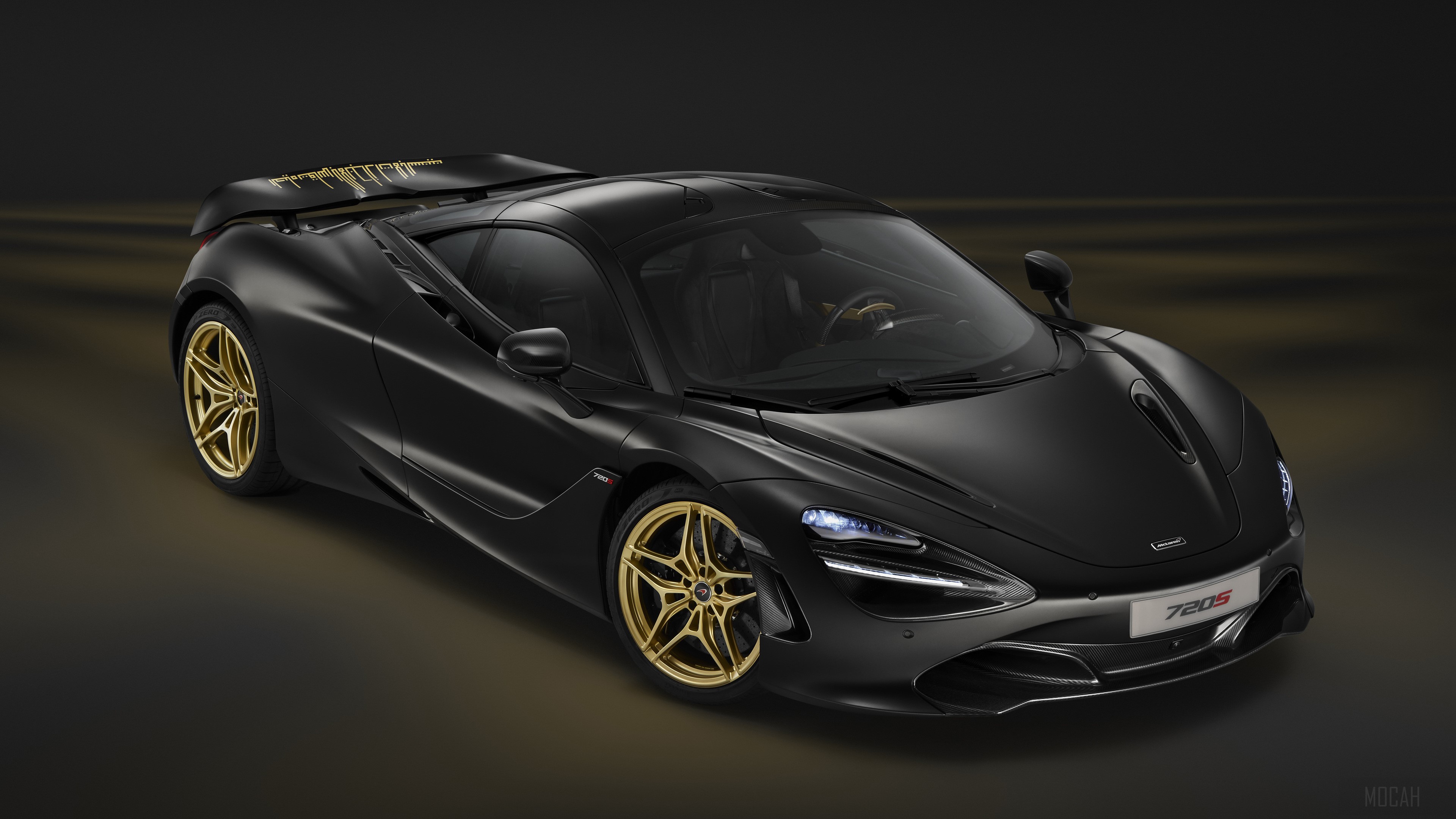 Black McLaren 720S with gold accents HD Wallpaper