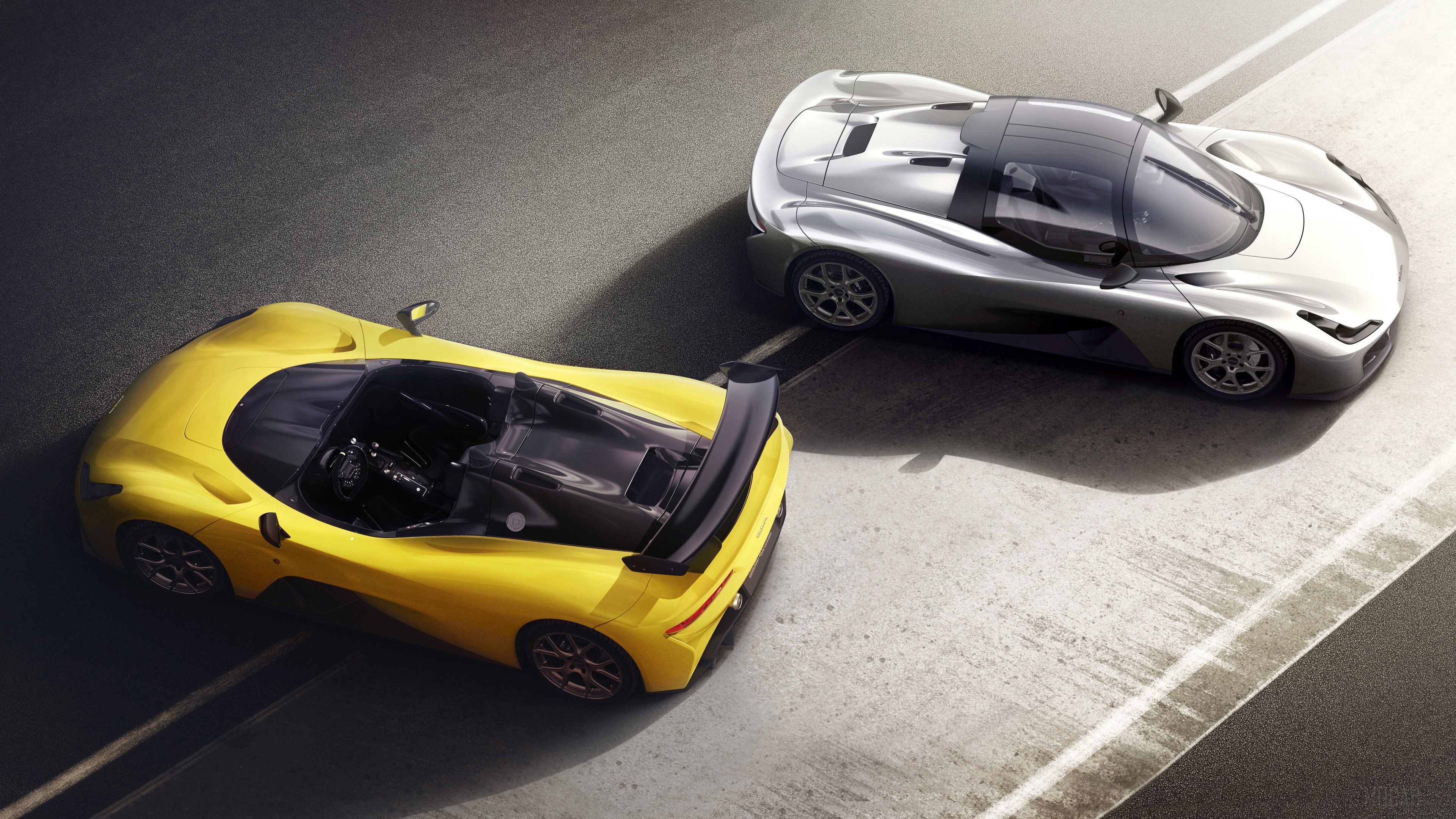 Yellow and silver Dallara Stradale cars HD Wallpaper