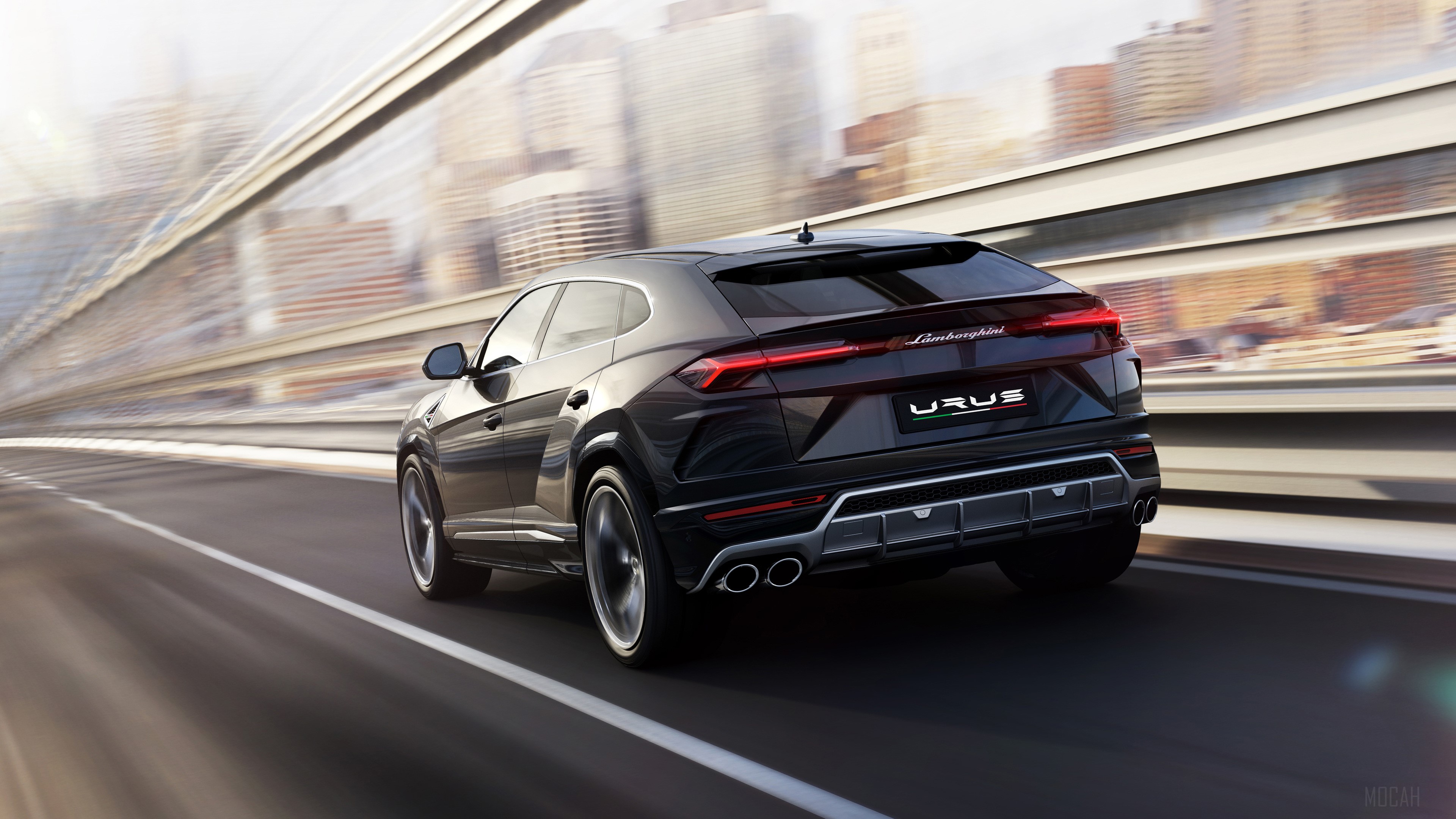 Black Lamborghini Urus Rear Side 4K HD Wallpaper