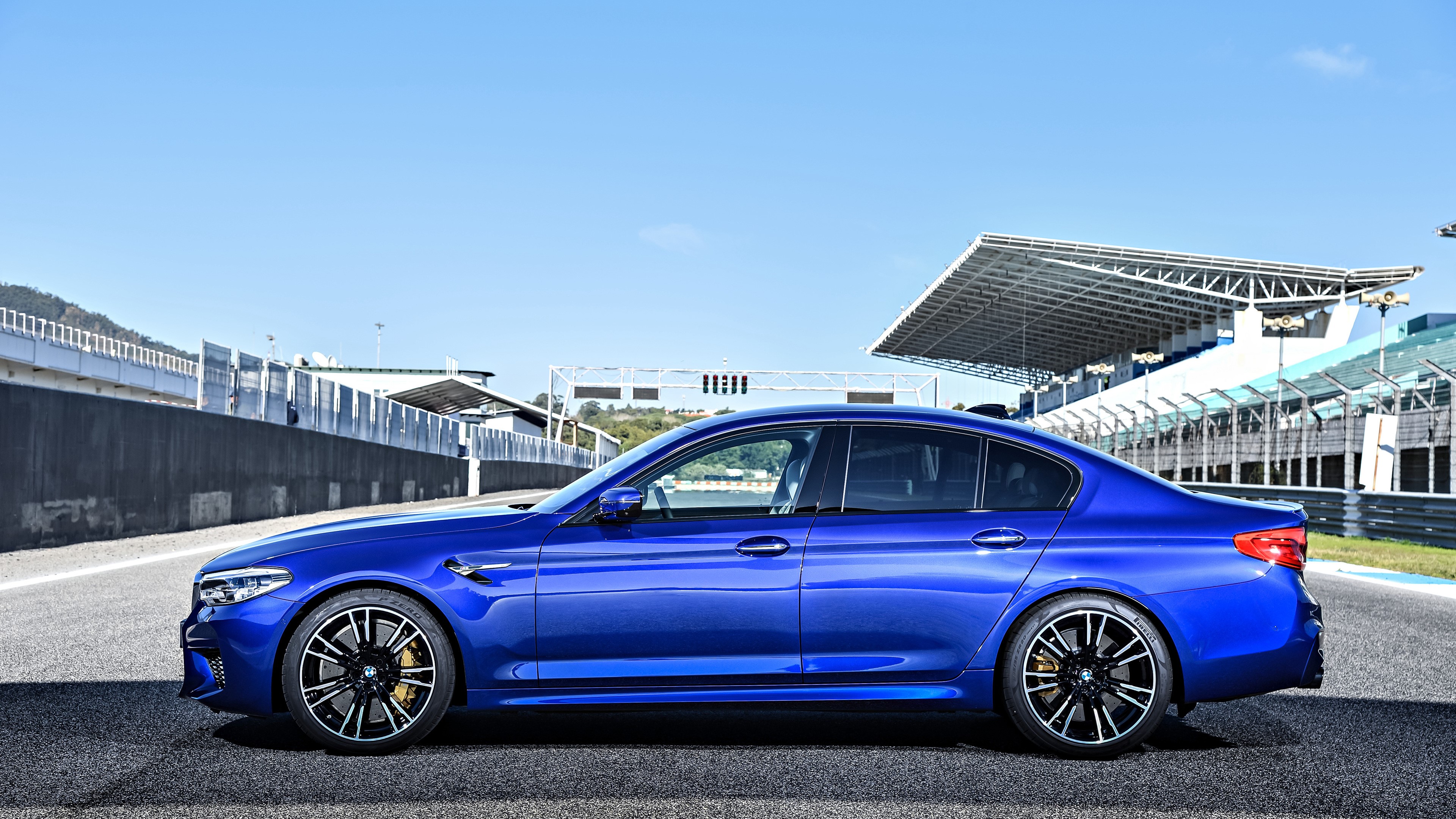 Blue BMW M5 2018 4K on a Race Track HD Wallpaper
