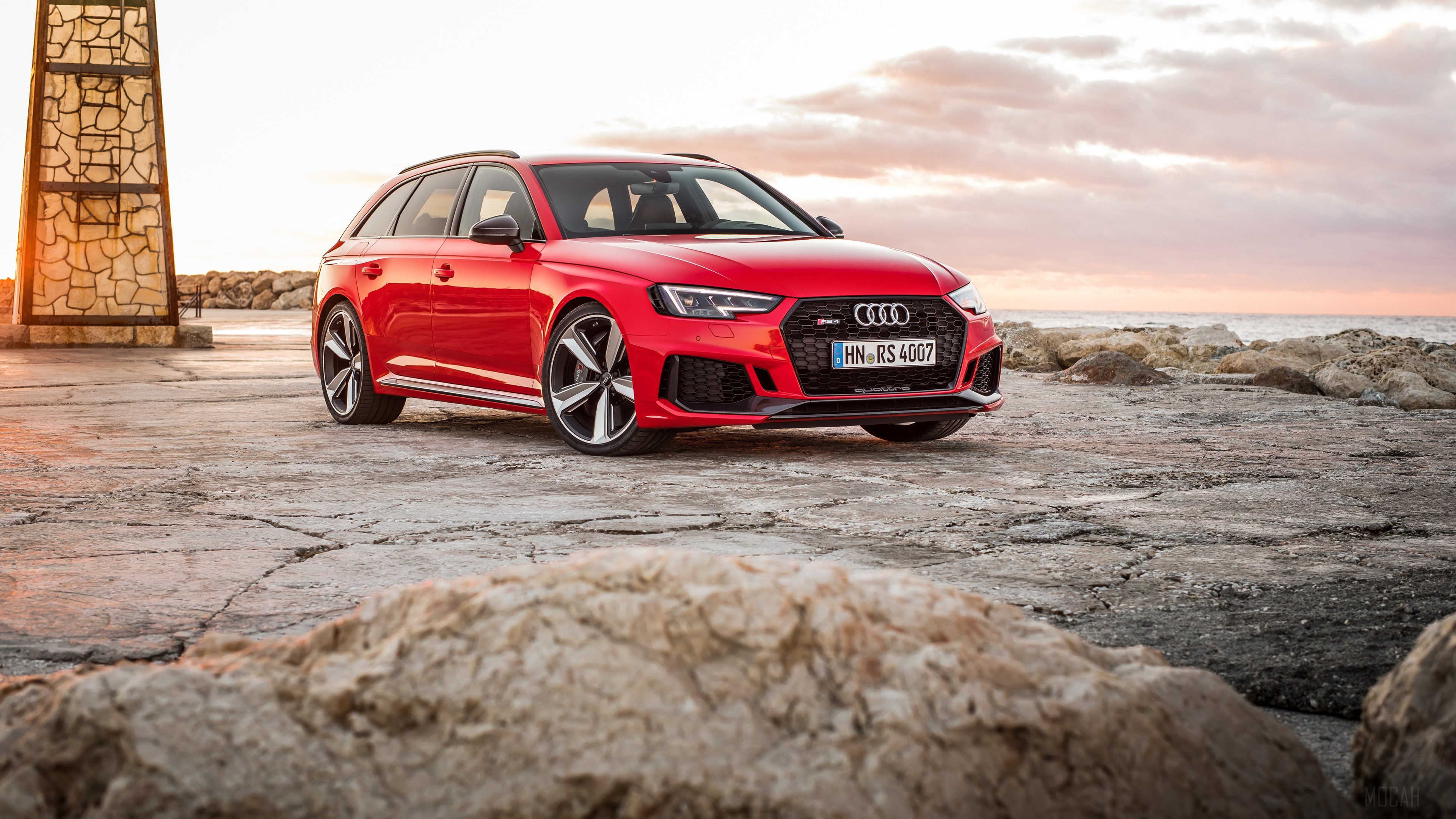 Red Audi RS 4 Avant 2017 4K HD Wallpaper