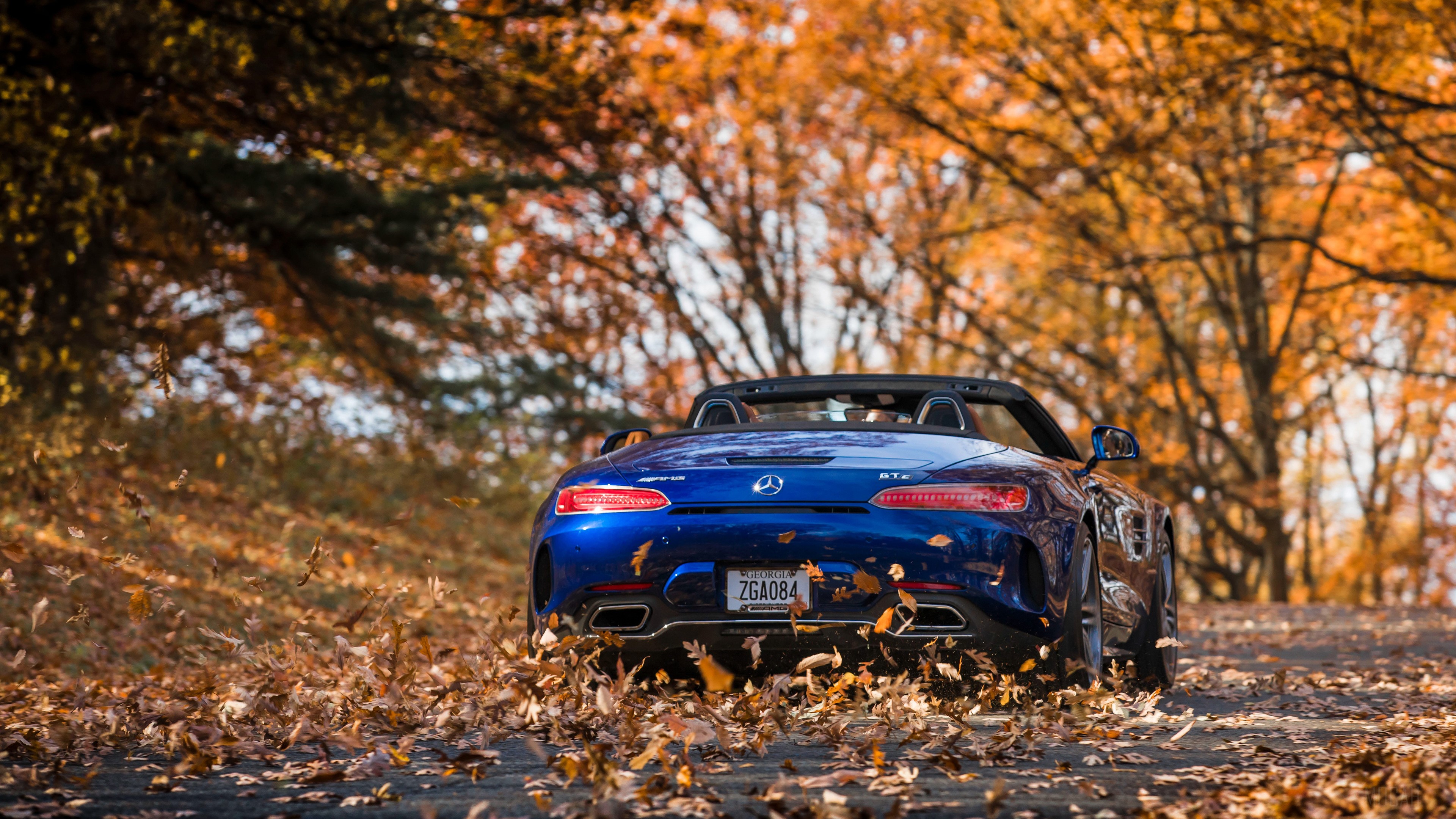 Blue 2018 Mercedes AMG GT C Roadster 4K HD Wallpaper