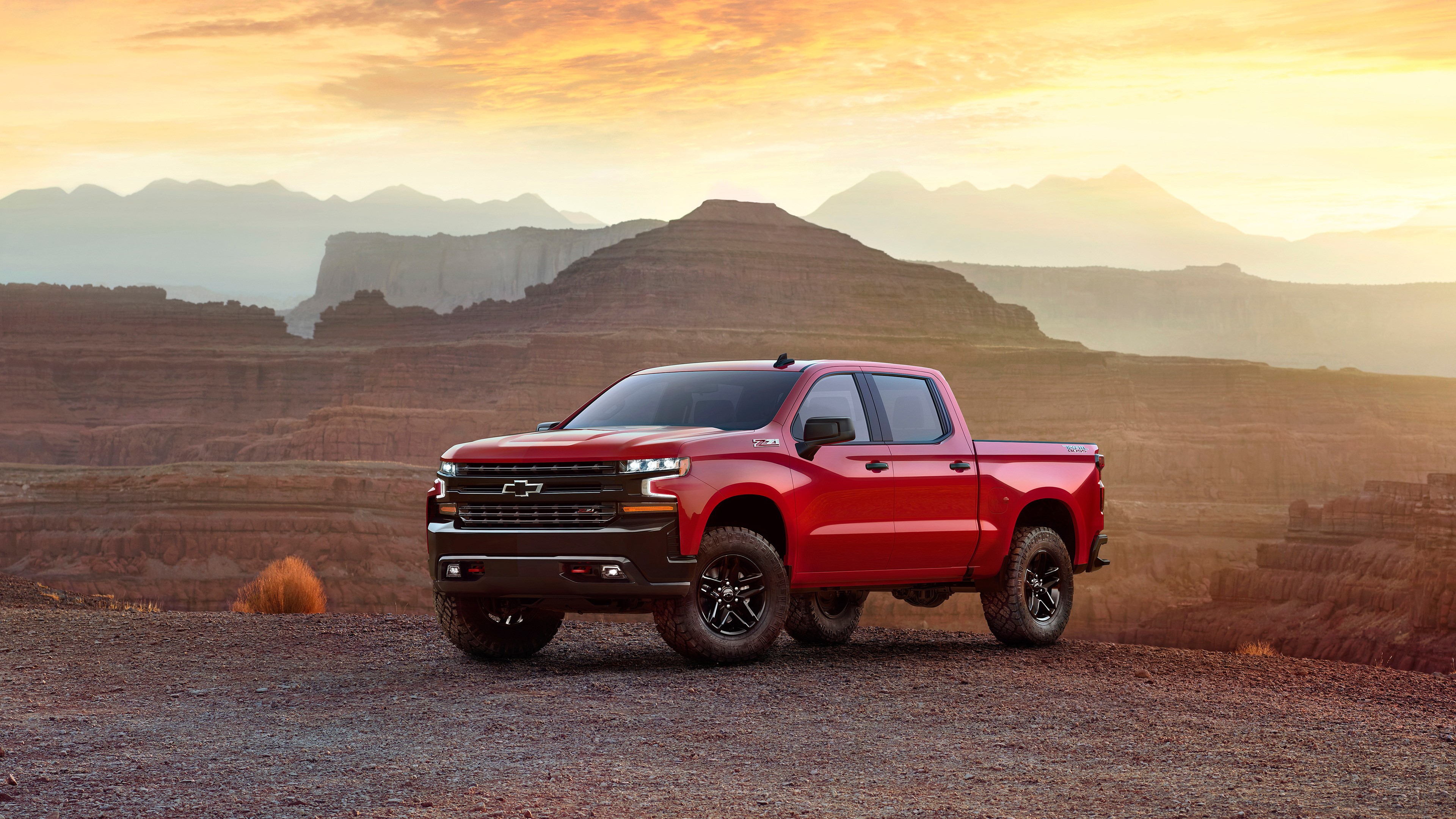 Red 2019 Chevrolet Silverado 4K HD Wallpaper