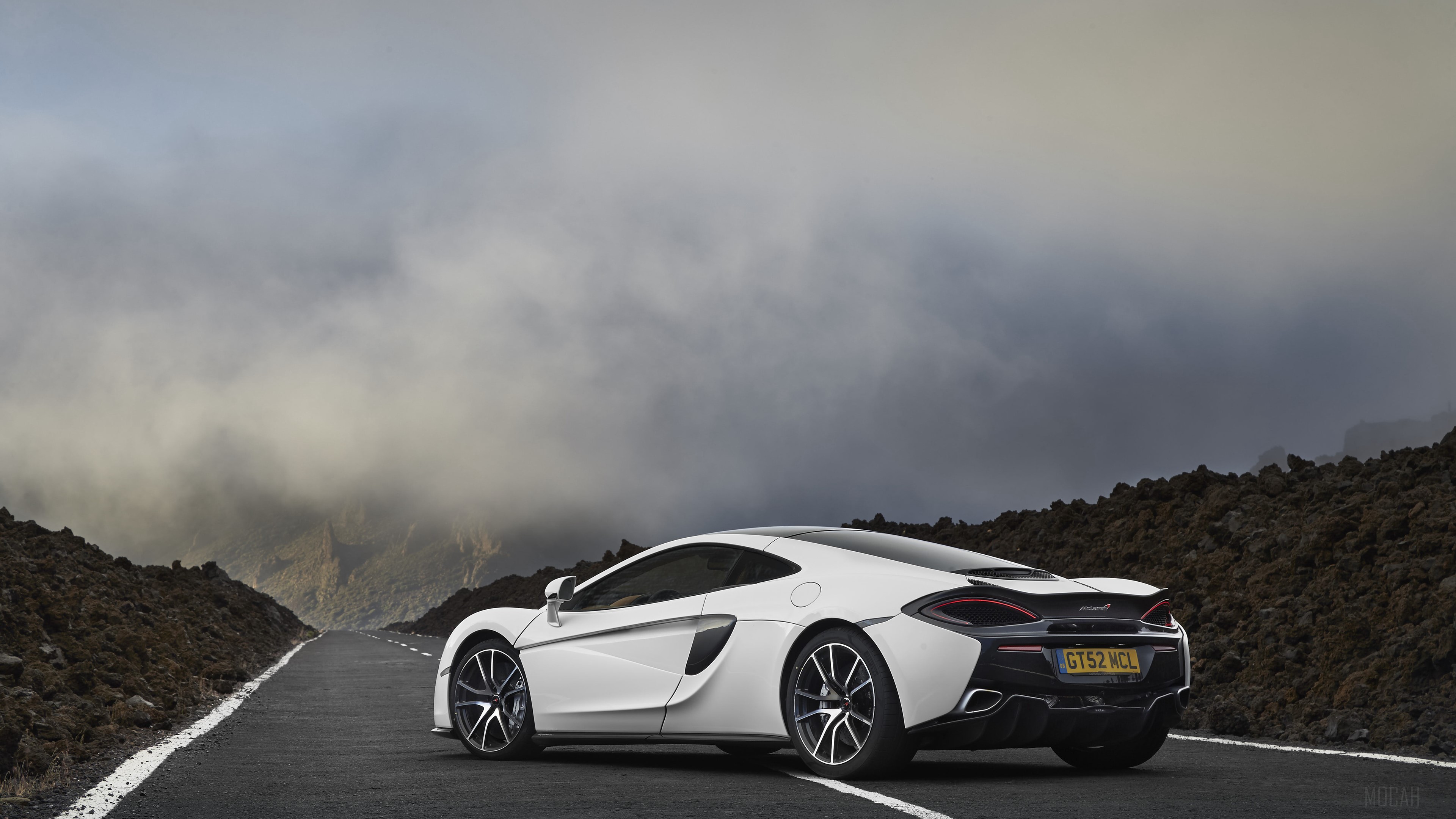 White McLaren 570 GT Sport Pack 2018 Rear View 4K HD Wallpaper