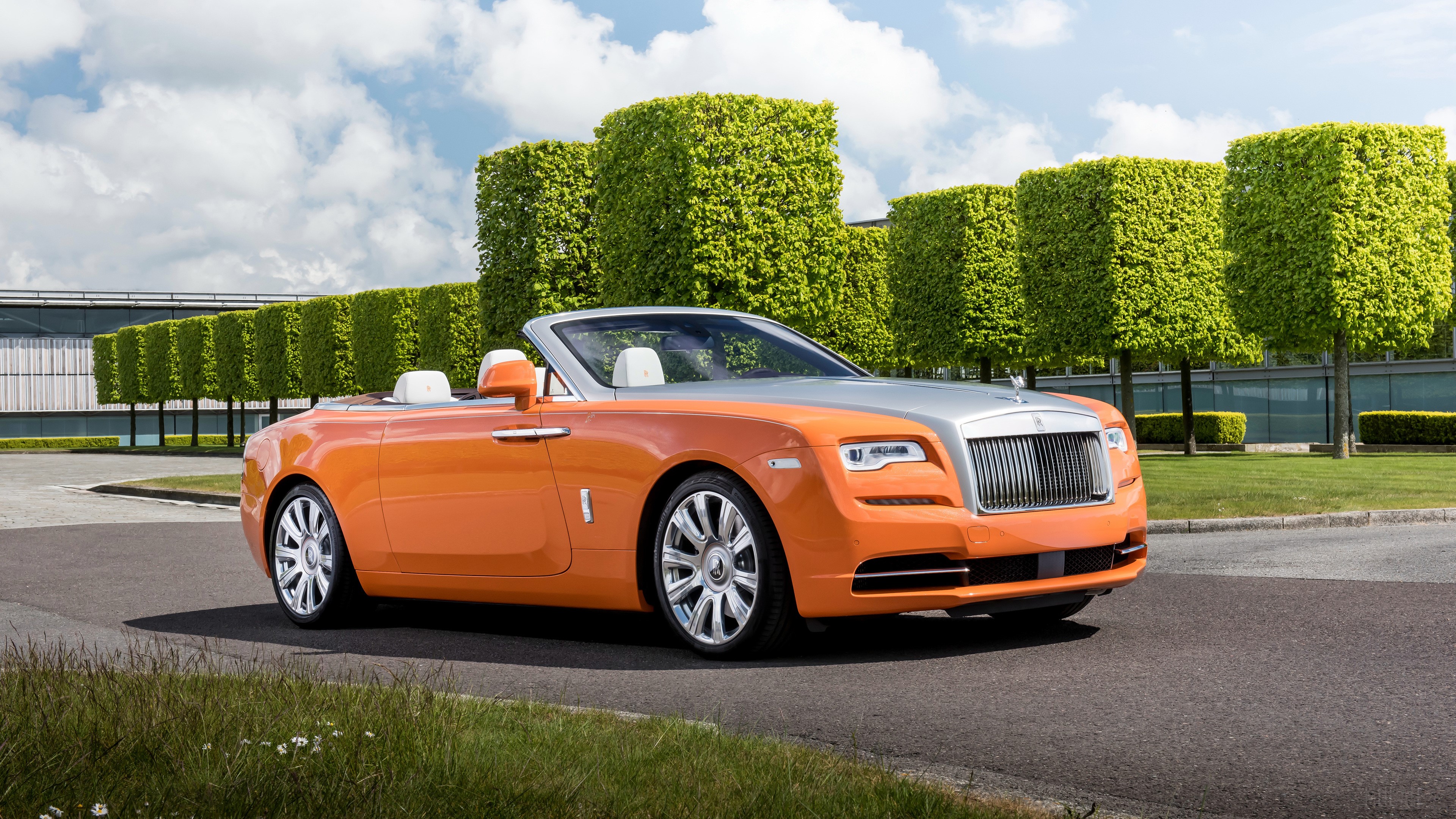Orange Rolls Royce Dawn Convertible 4K HD Wallpaper