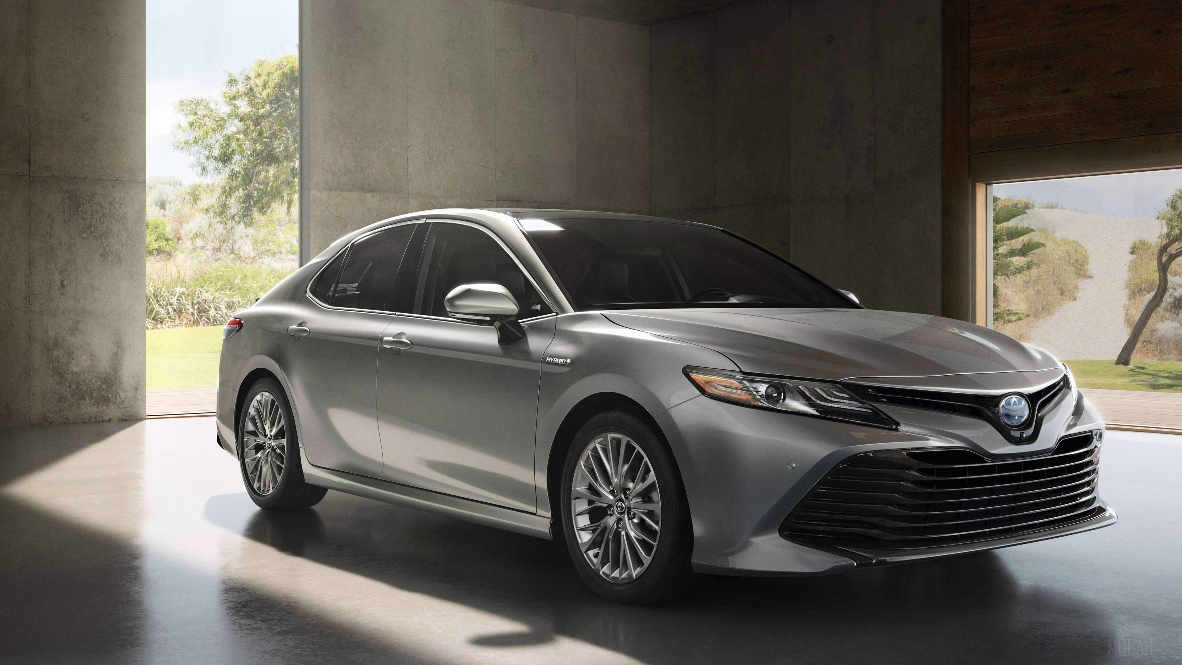 Silver Toyota Camry Hybrid 2018 4K HD Wallpaper