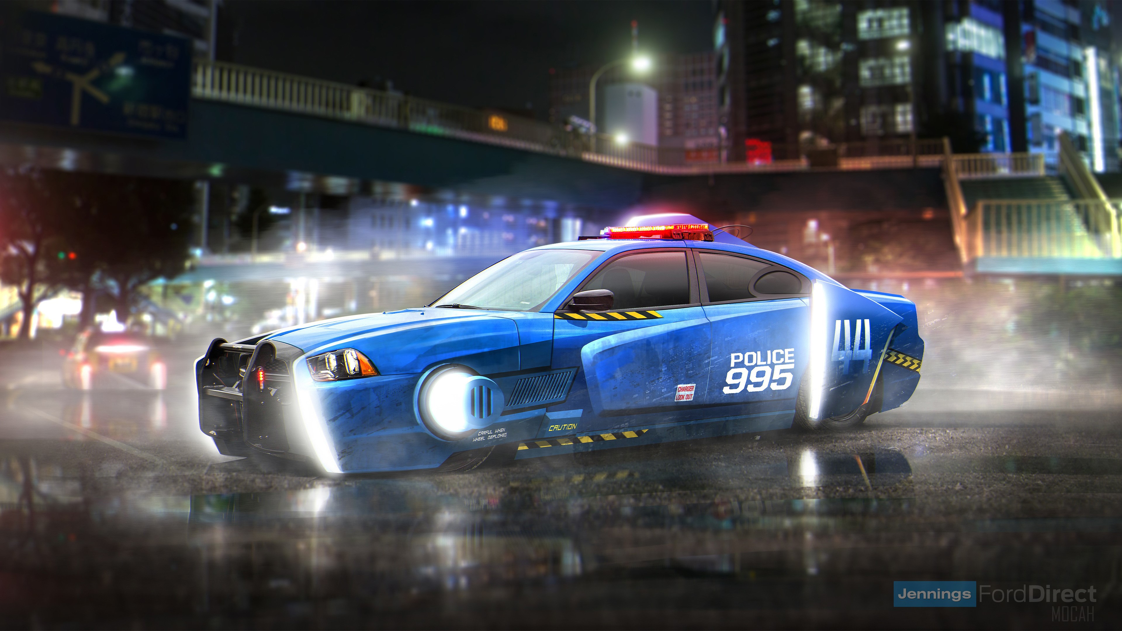 Futuristic Police Dodge Charger Spinner 4K HD Wallpaper