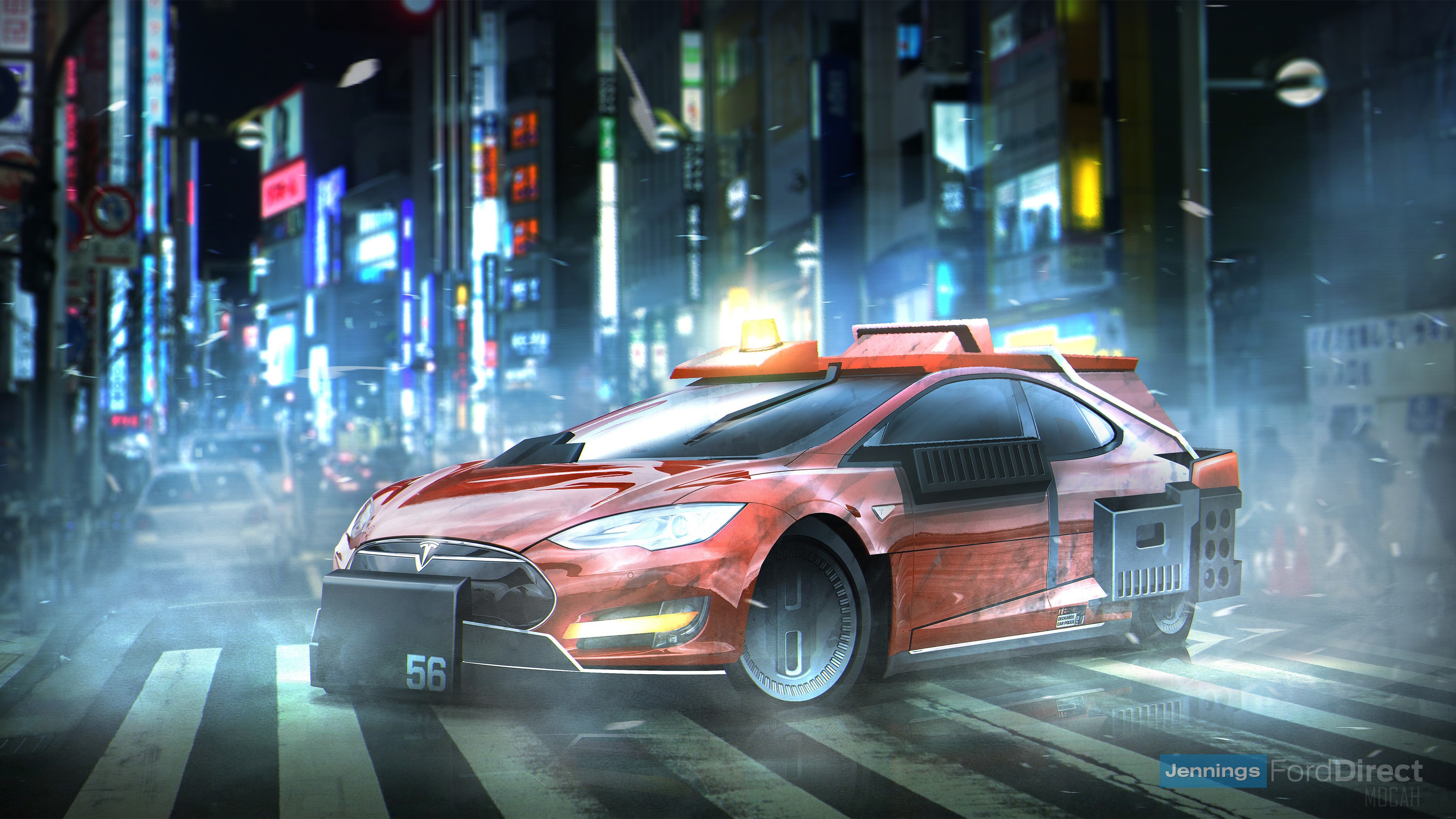Blade Runner Tesla Model S 4K HD Wallpaper