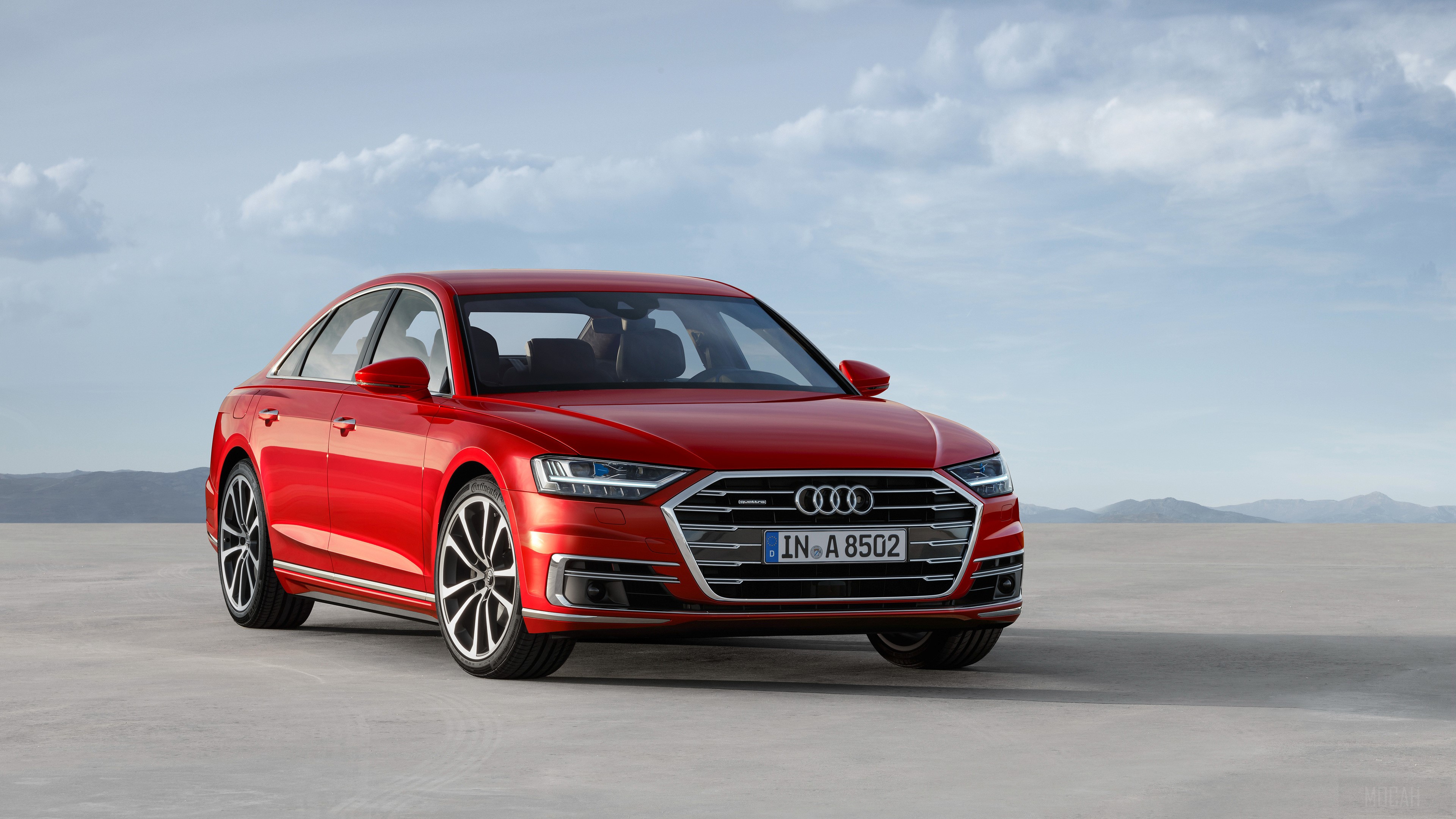 Red 2018 Audi A8 4K HD Wallpaper