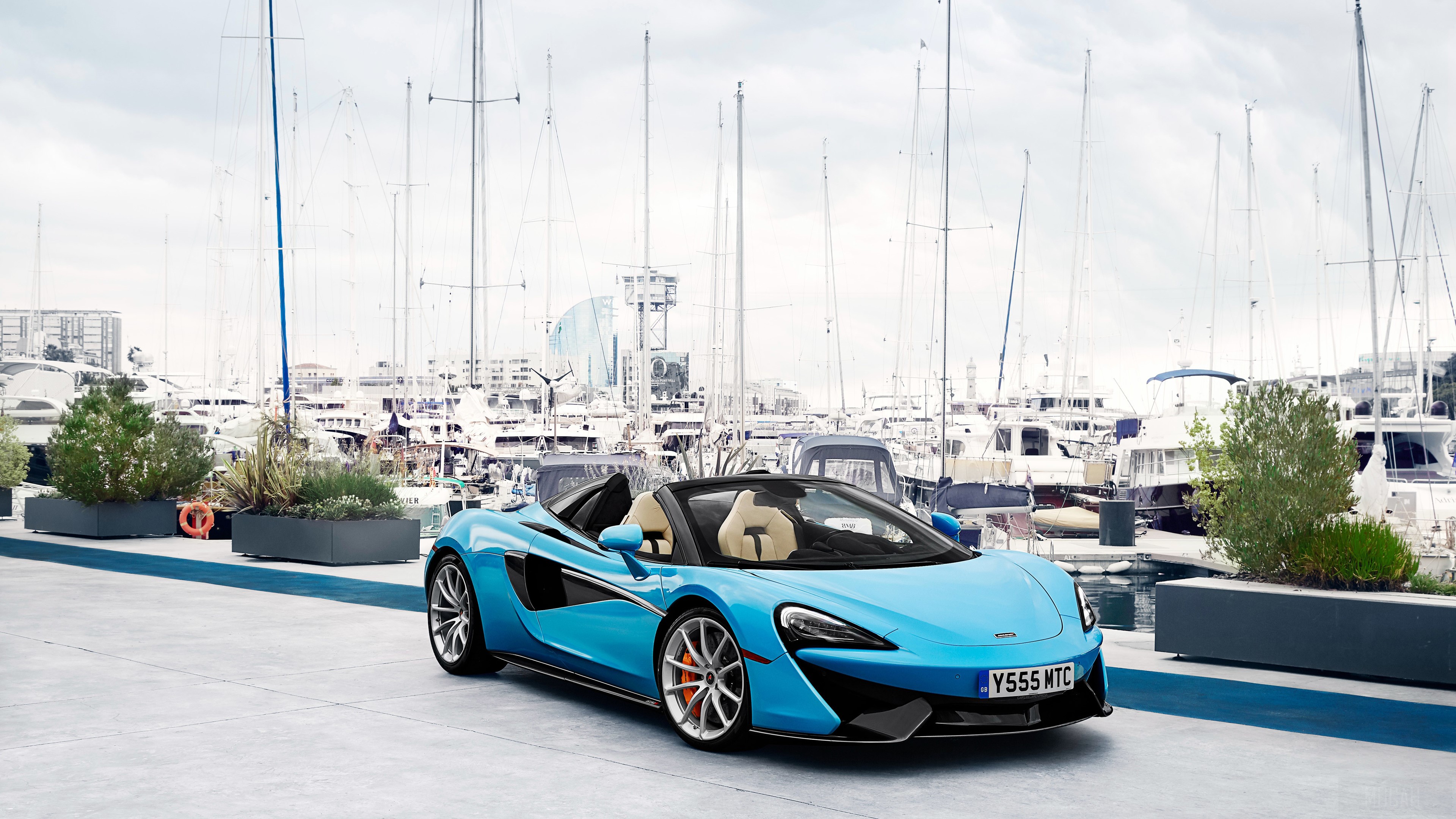 Blue McLaren 570S Spider 2018 4K HD Wallpaper