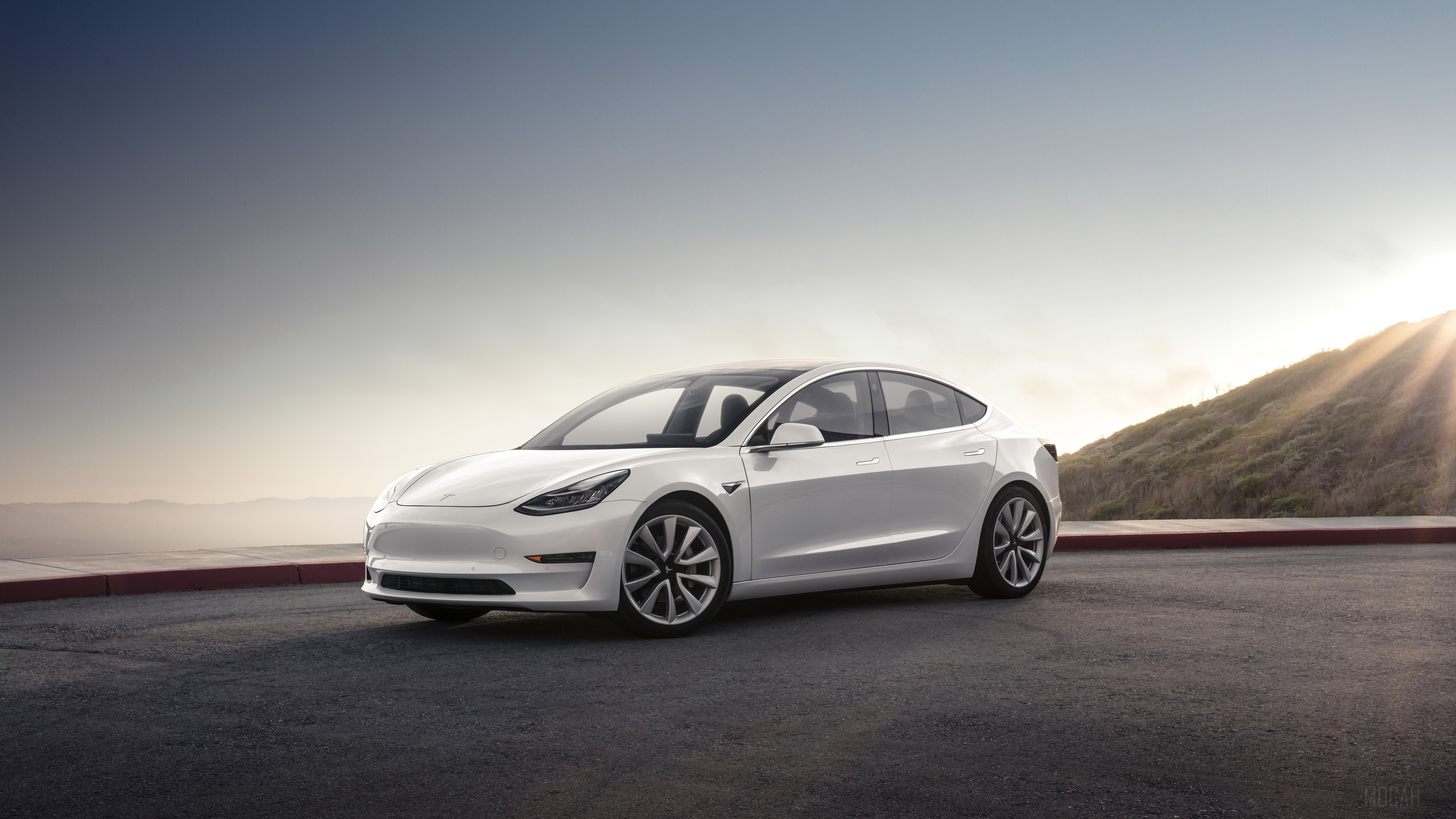 White Tesla Model 3 2017 4K HD Wallpaper