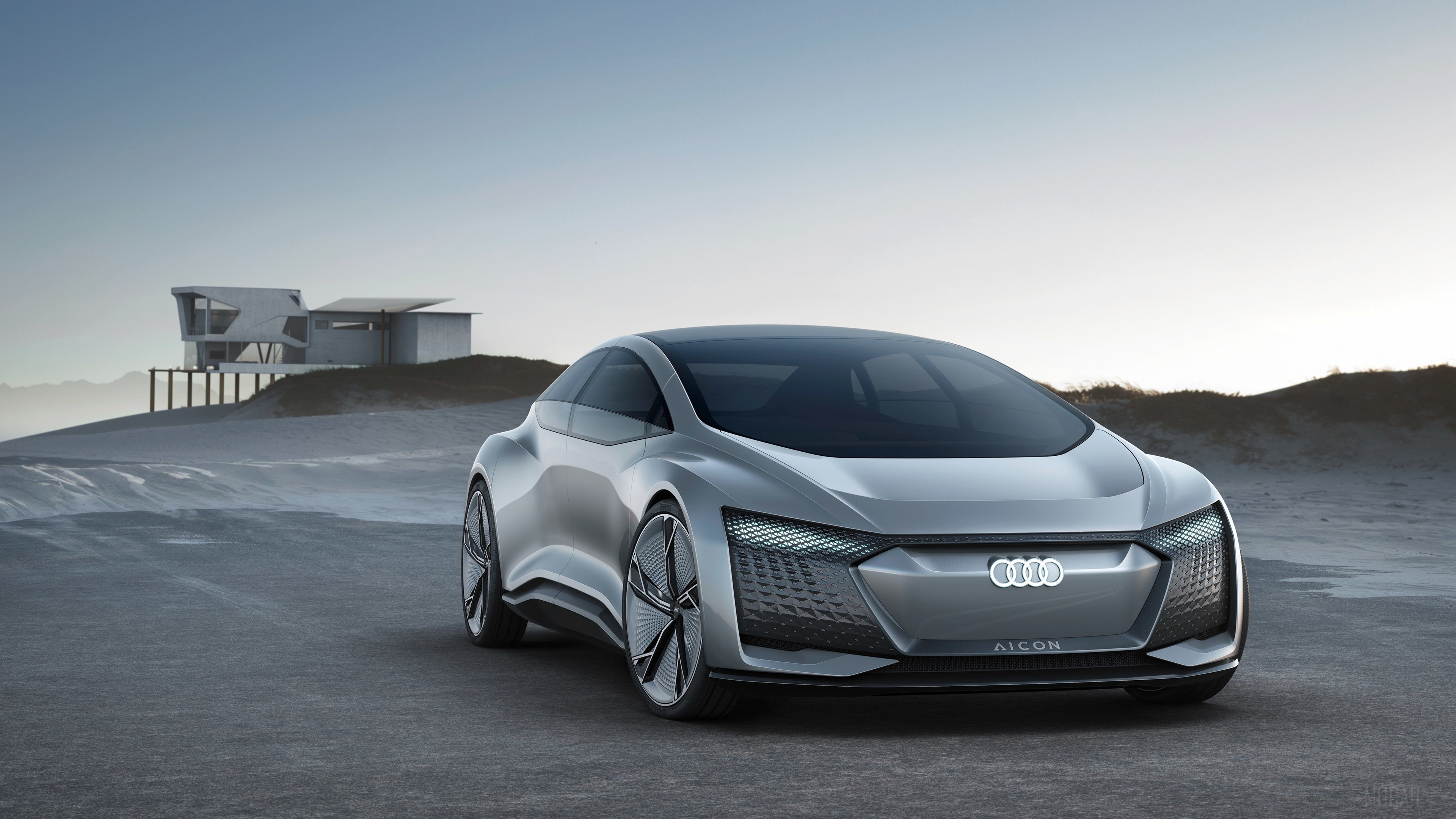 Audi Aicon concept car on a beach HD Wallpaper