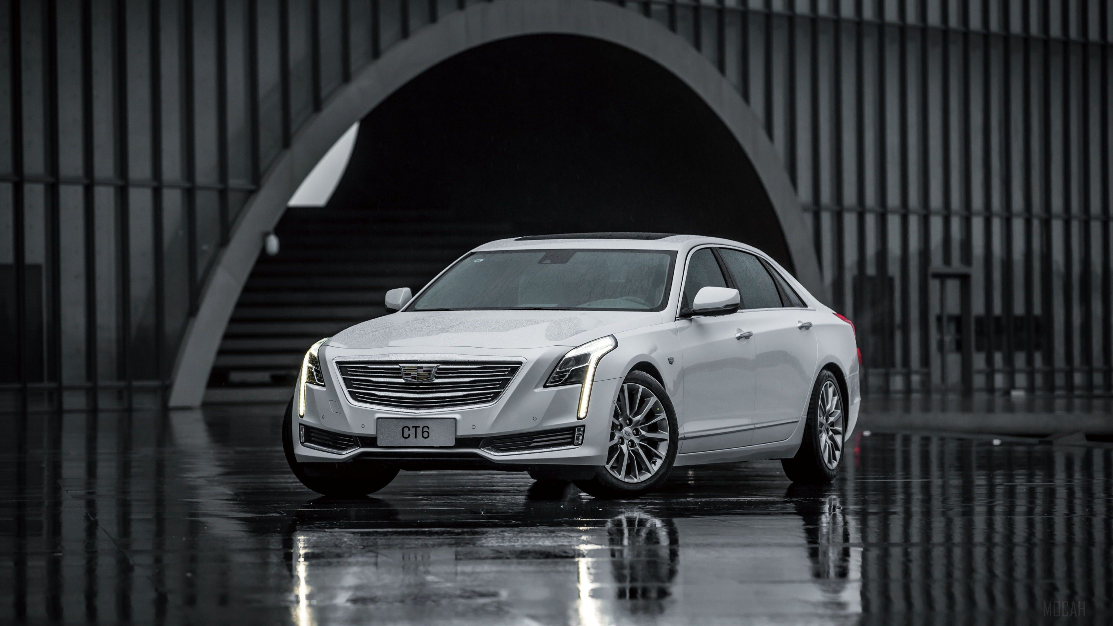White Cadillac CT6 Sedan 2016 4K HD Wallpaper