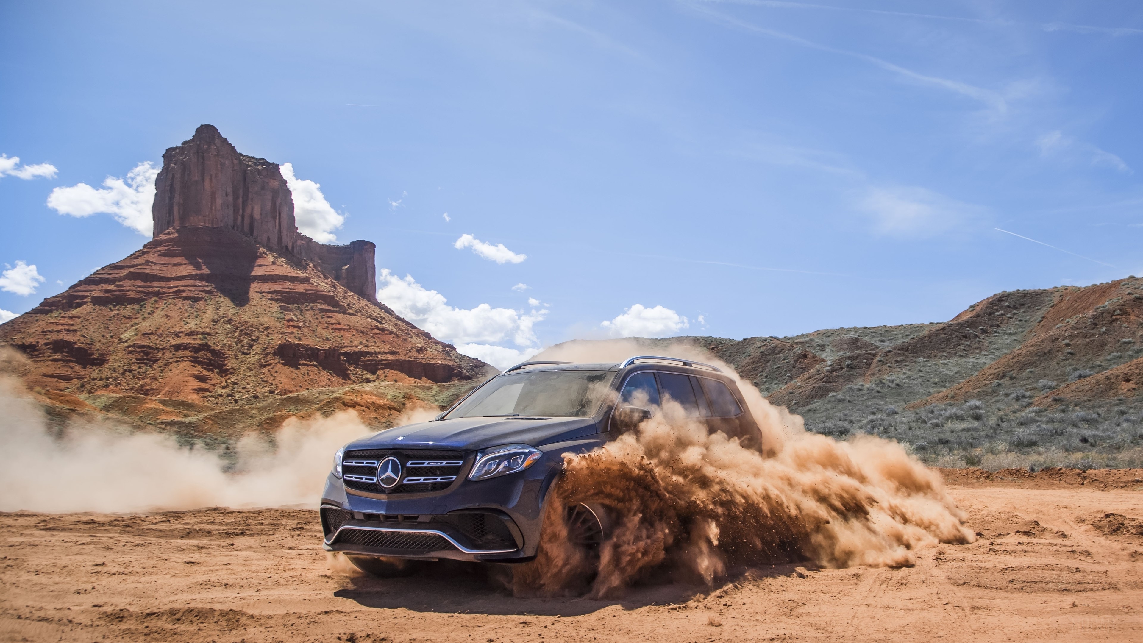 2017 Mercedes AMG GLS63 driving off-road HD Wallpaper
