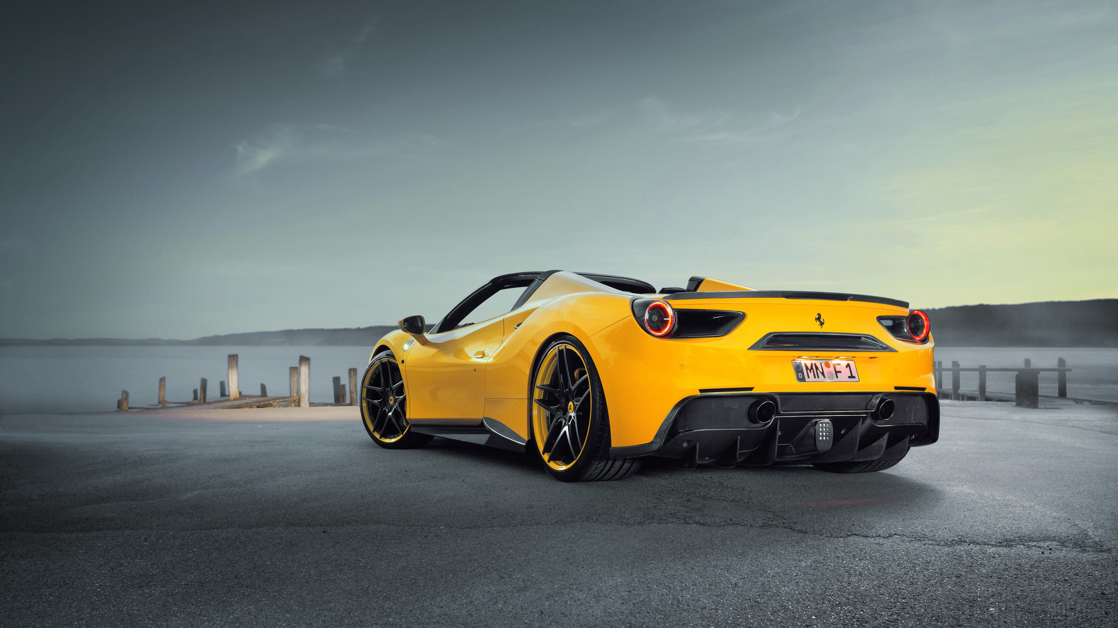 Yellow Ferrari 488 Spider Convertible 4K HD Wallpaper