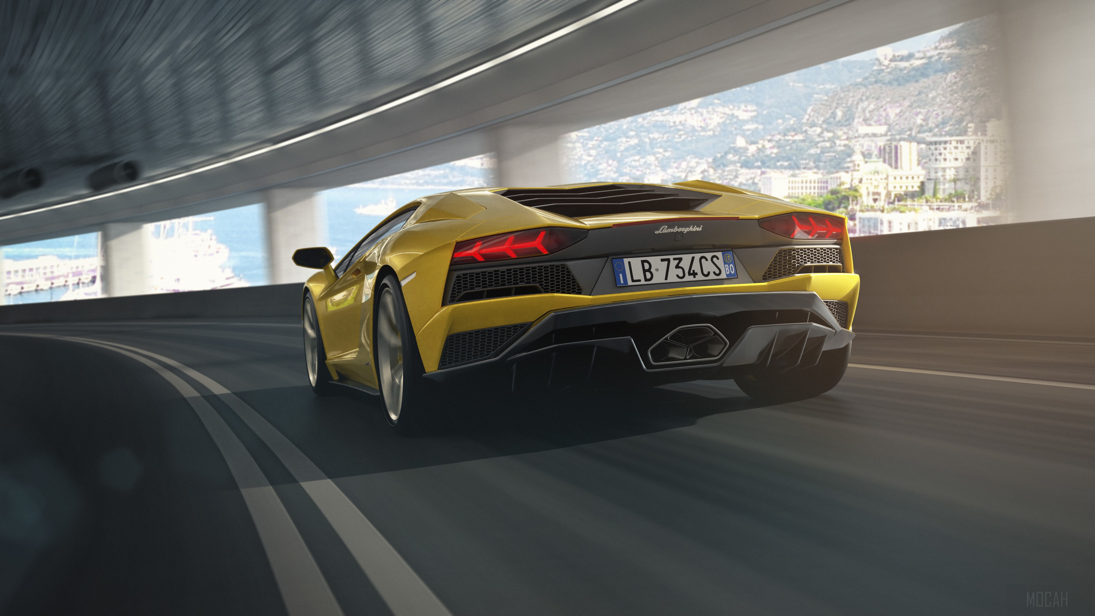 Yellow 2017 Lamborghini Aventador S 4K HD Wallpaper