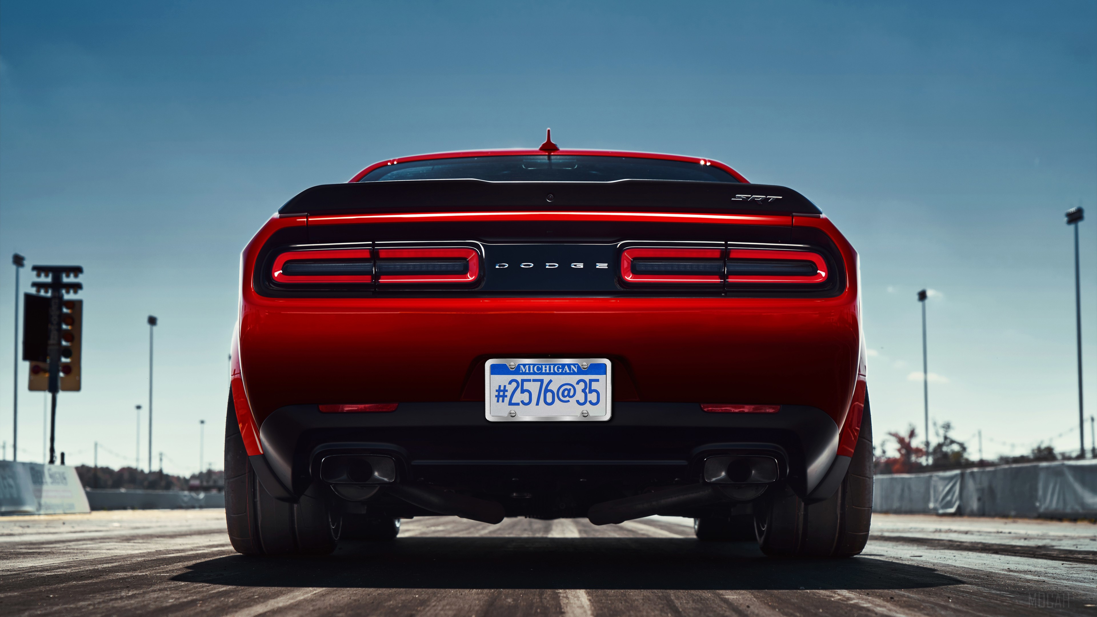 2018 Dodge Challenger SRT rear view HD Wallpaper