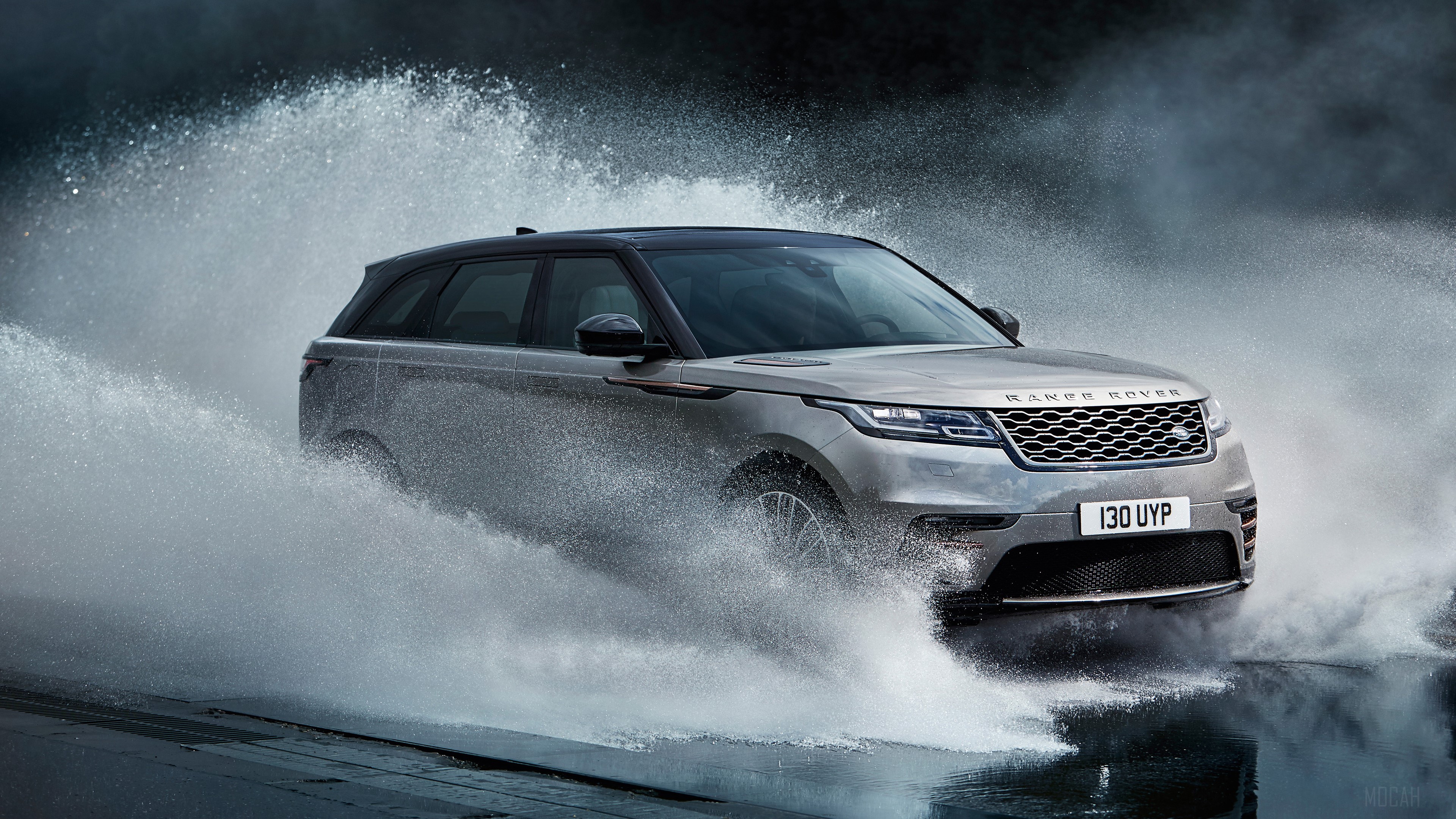 Range Rover Velar driving through water HD Wallpaper